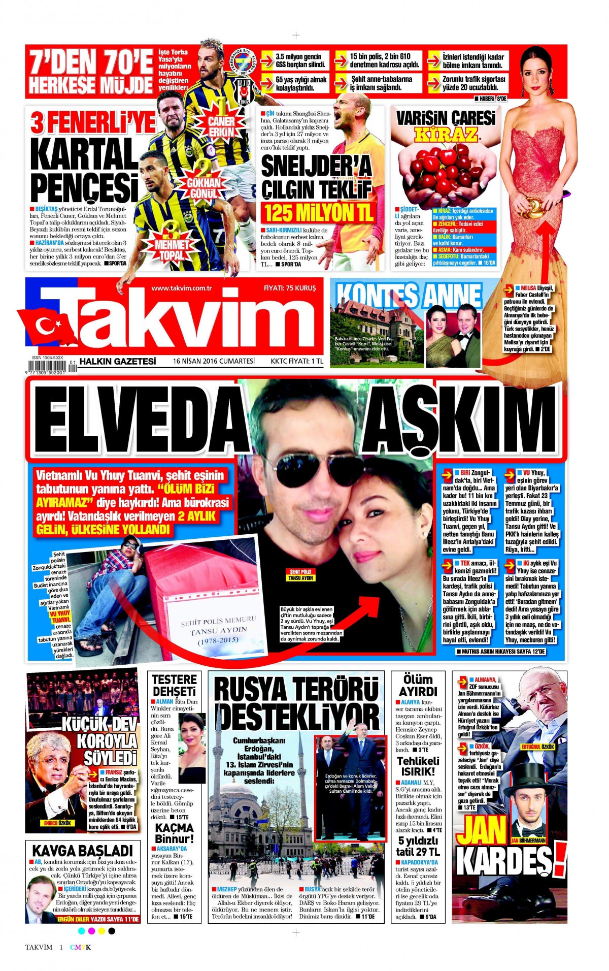 16 Nisan 2016 gazete manşetleri - 623