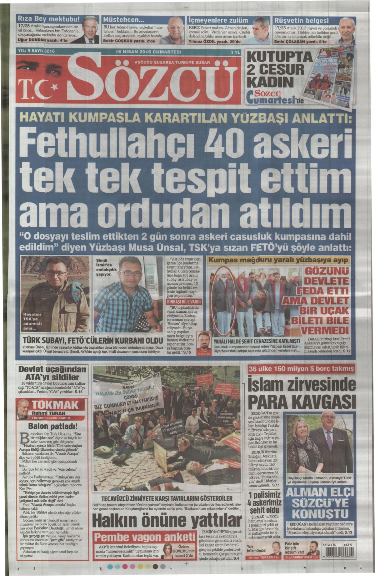 16 Nisan 2016 gazete manşetleri - 570