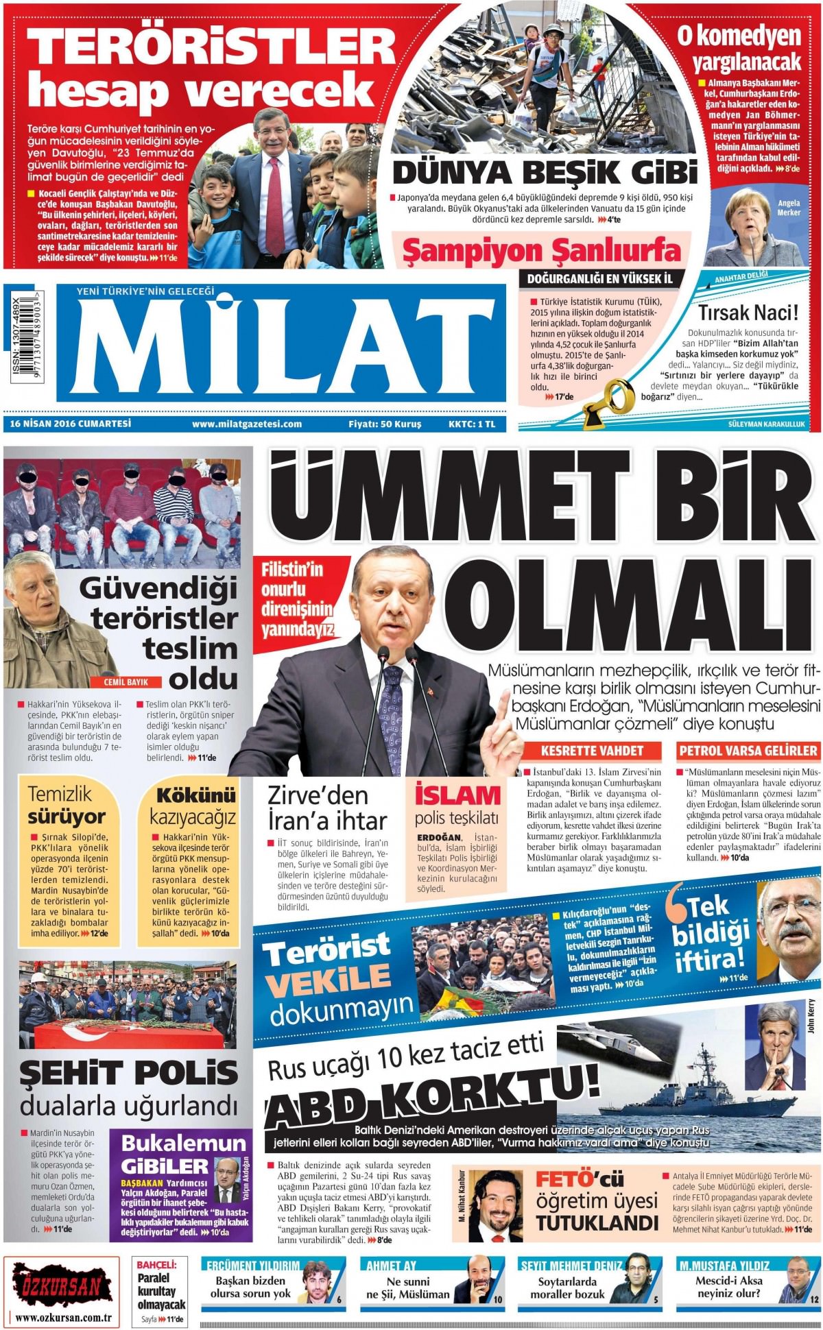 16 Nisan 2016 gazete manşetleri - 747