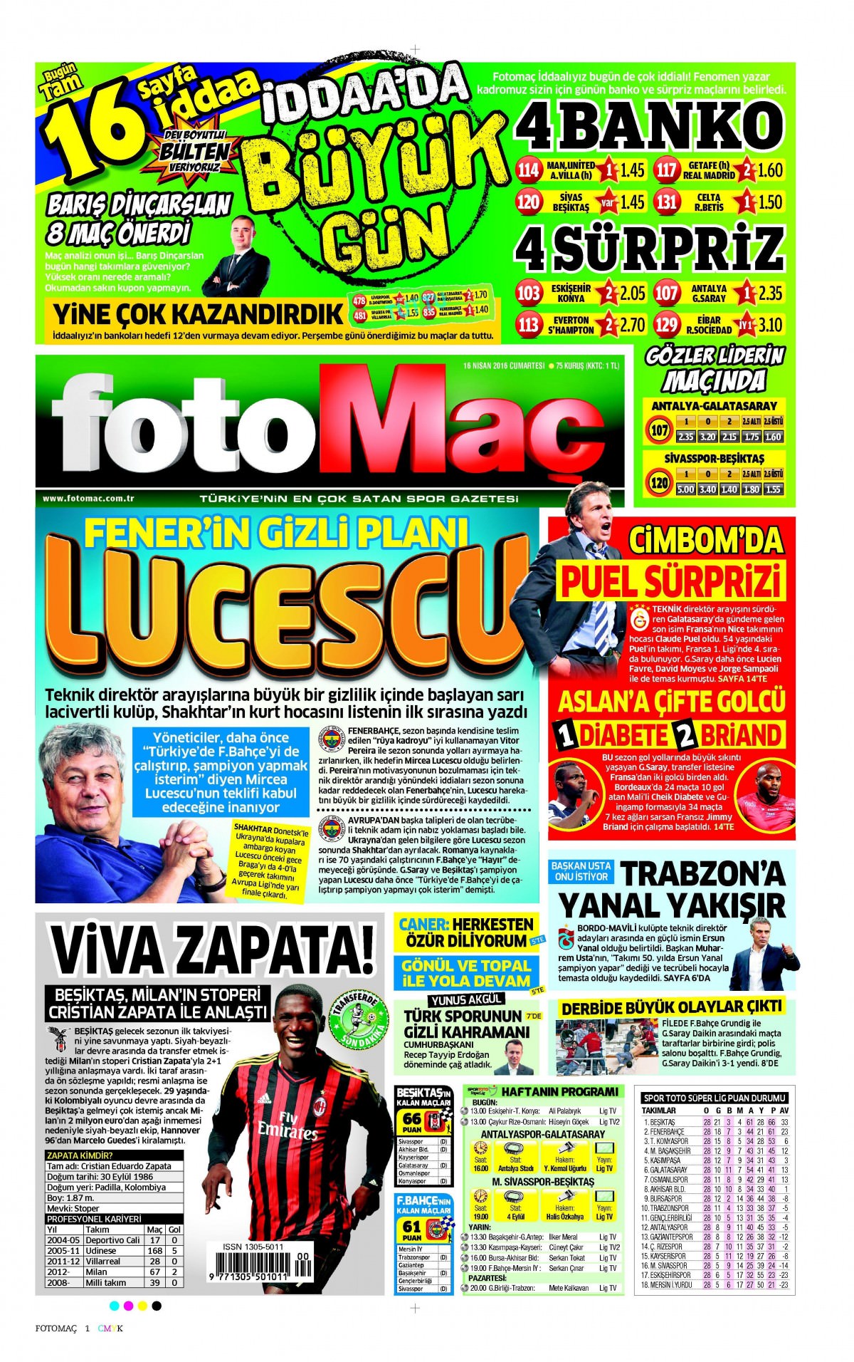 16 Nisan 2016 gazete manşetleri - 620