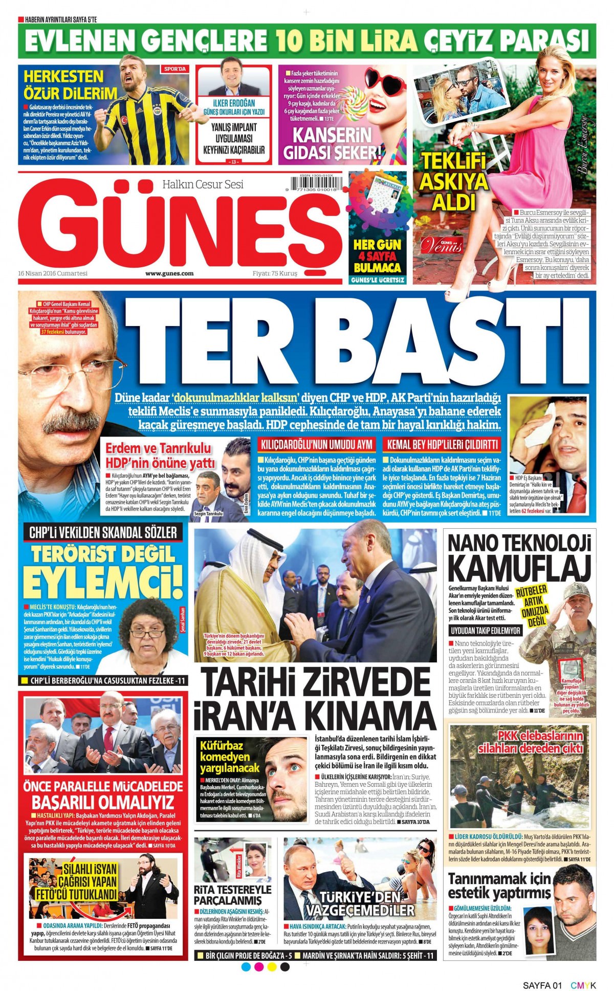 16 Nisan 2016 gazete manşetleri - 604