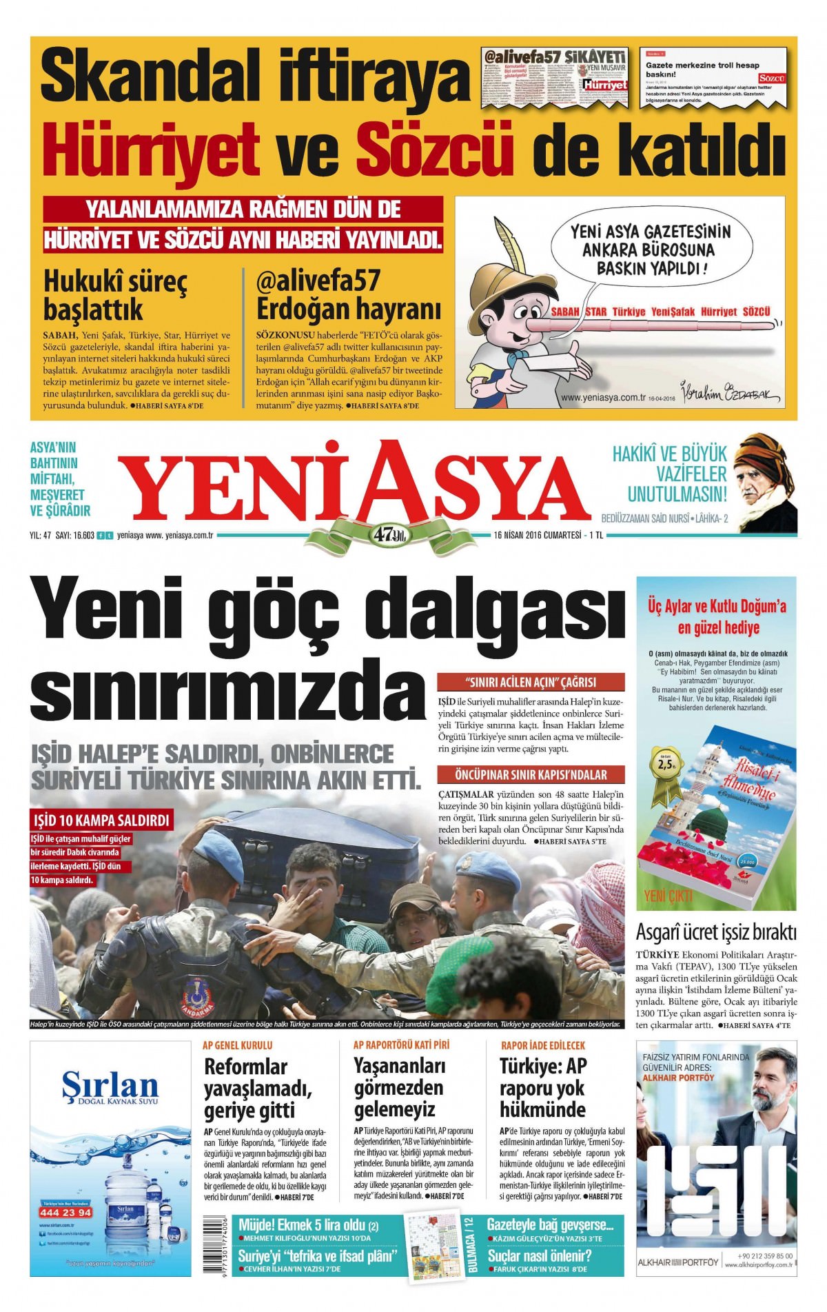 16 Nisan 2016 gazete manşetleri - 915