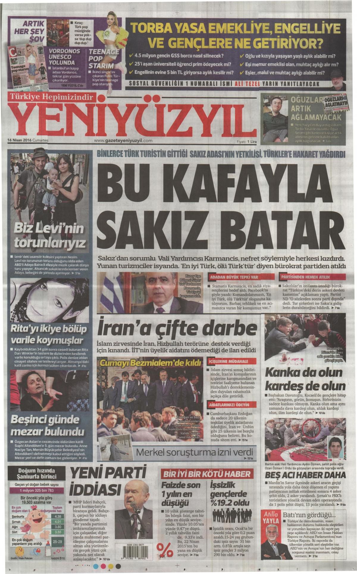 16 Nisan 2016 gazete manşetleri - 734