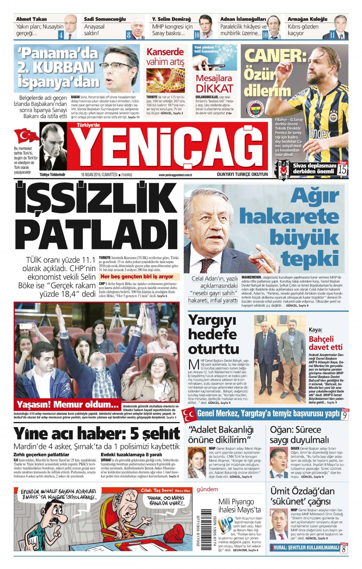 16 Nisan 2016 gazete manşetleri - 914