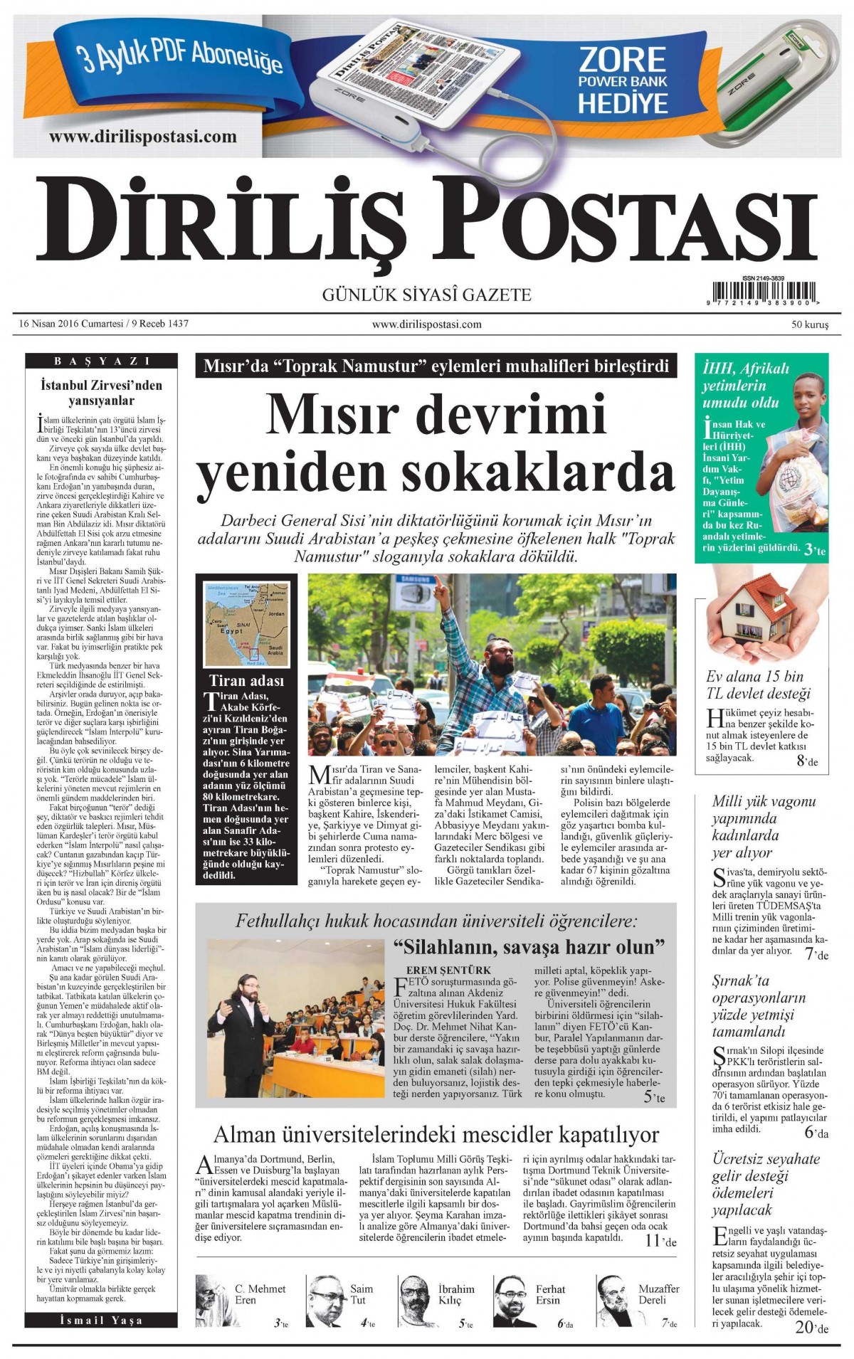 16 Nisan 2016 gazete manşetleri - 810