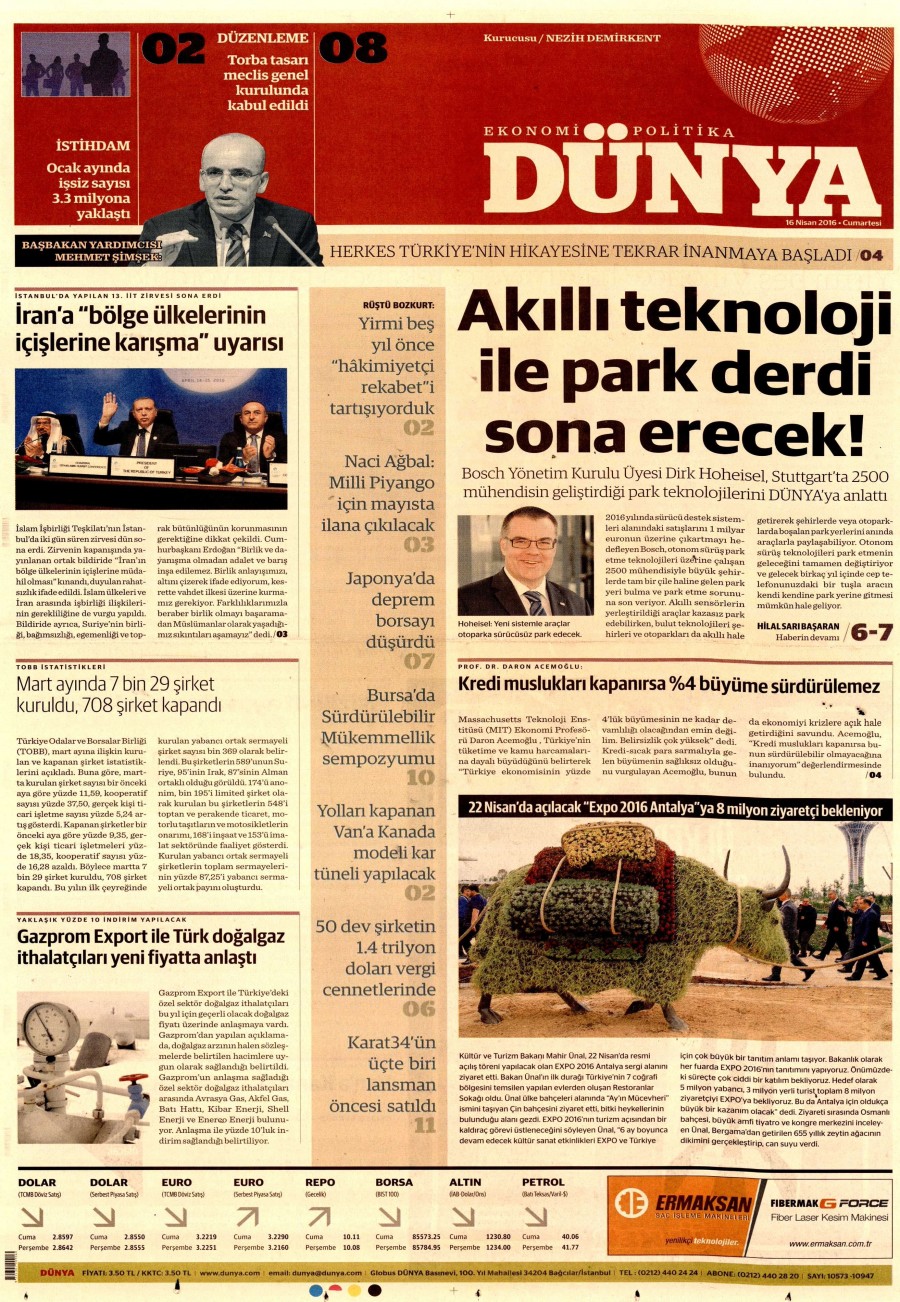 17 Nisan 2016 gazete manşetleri - 601