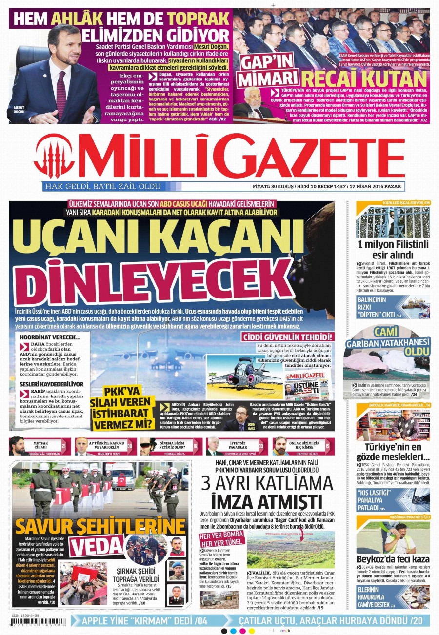 17 Nisan 2016 gazete manşetleri - 619