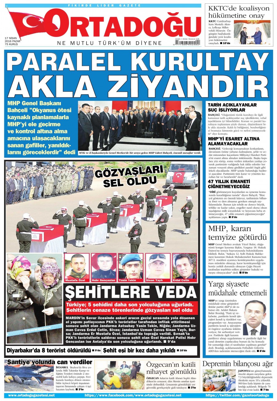 17 Nisan 2016 gazete manşetleri - 685