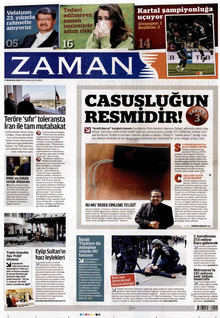 17 Nisan 2016 gazete manşetleri - 586