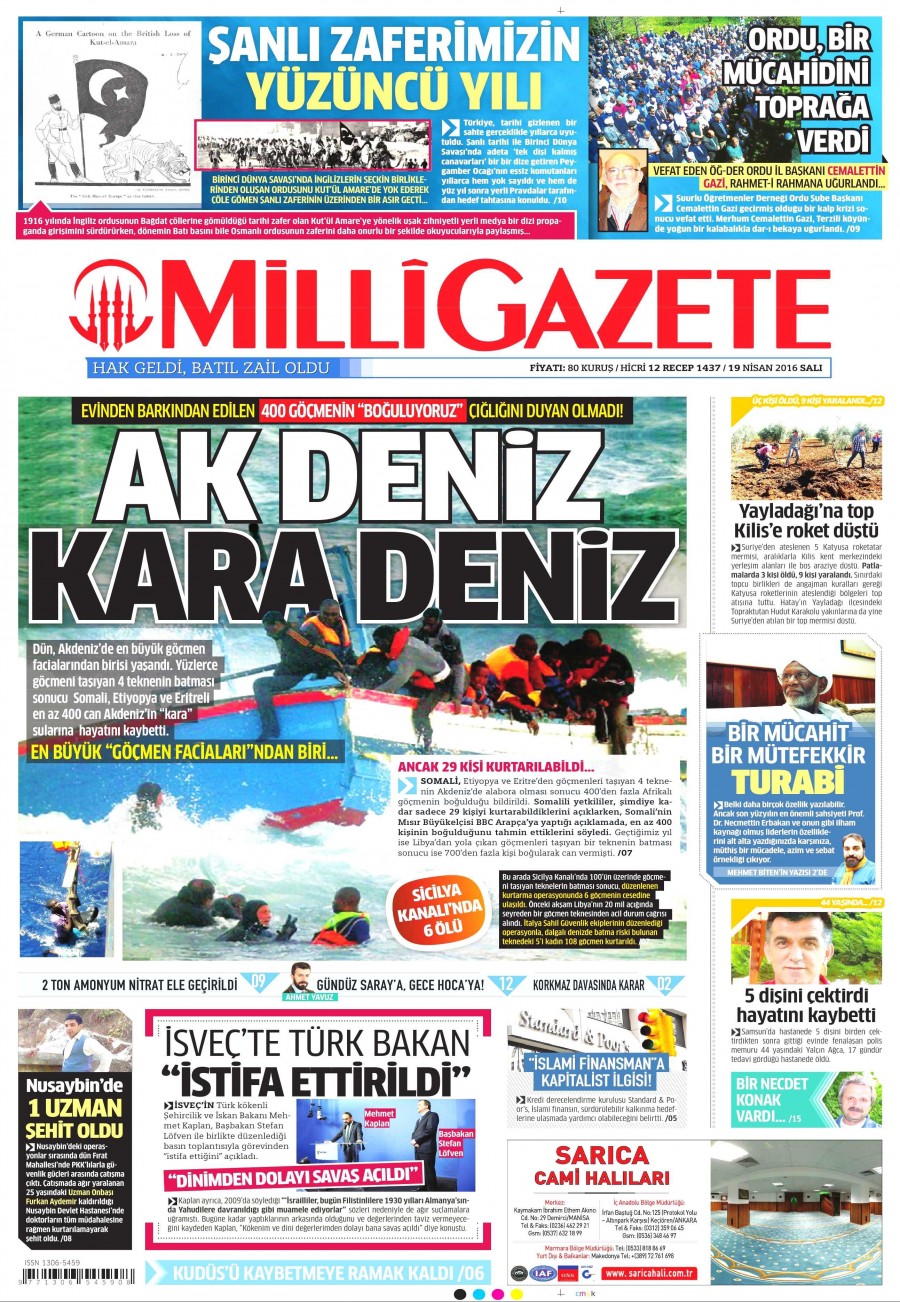 19 Nisan 2016 gazete manşetleri - 515