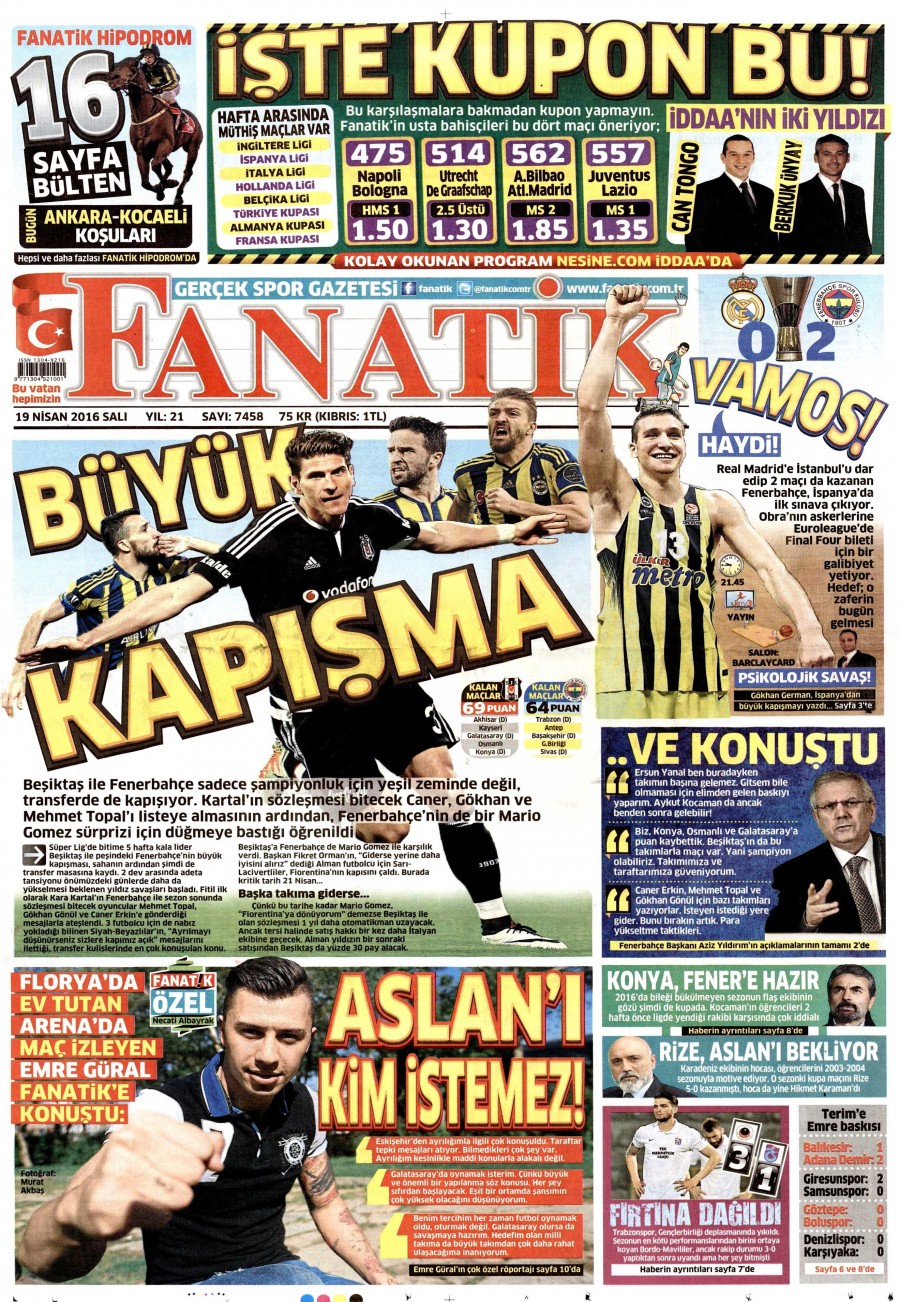 19 Nisan 2016 gazete manşetleri - 888