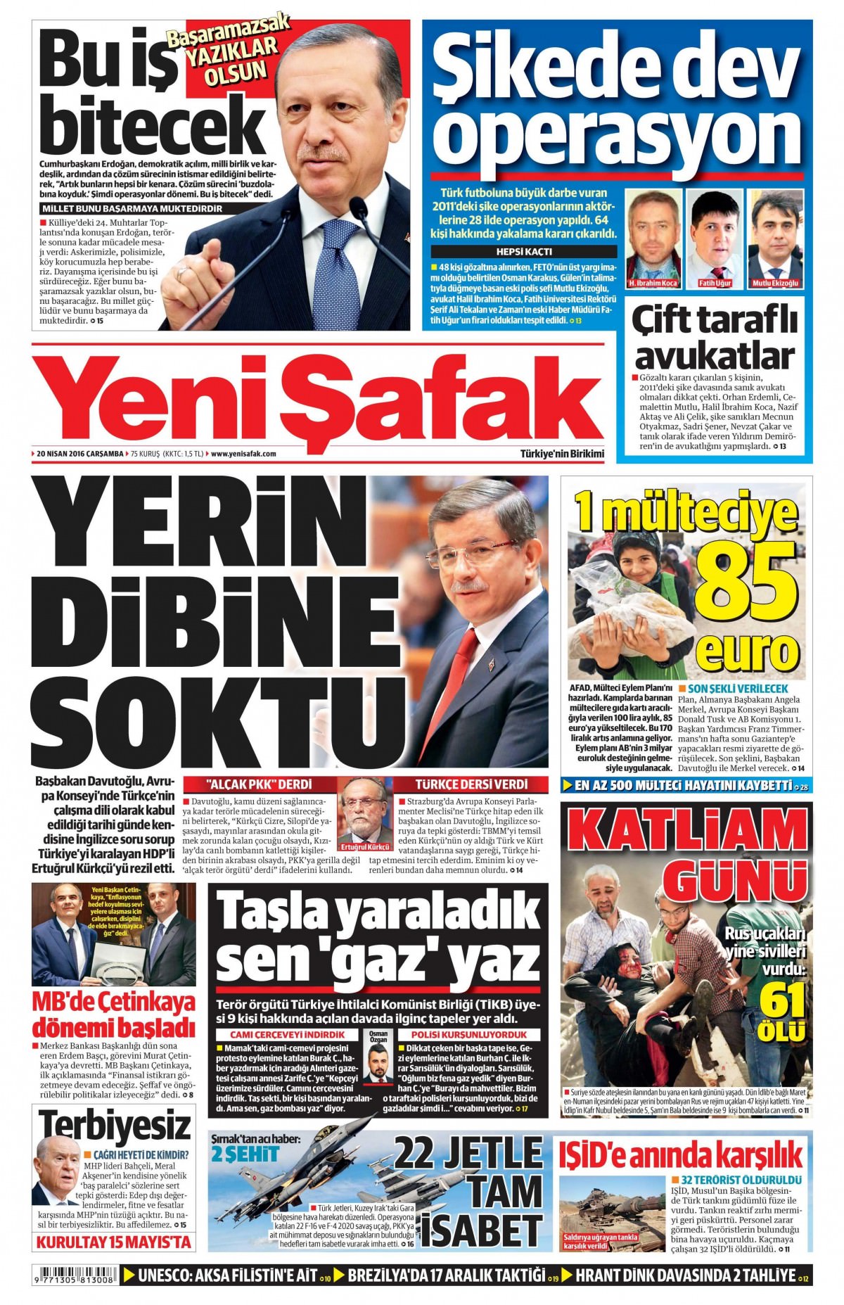 20 Nisan 2016 gazete manşetleri - 544