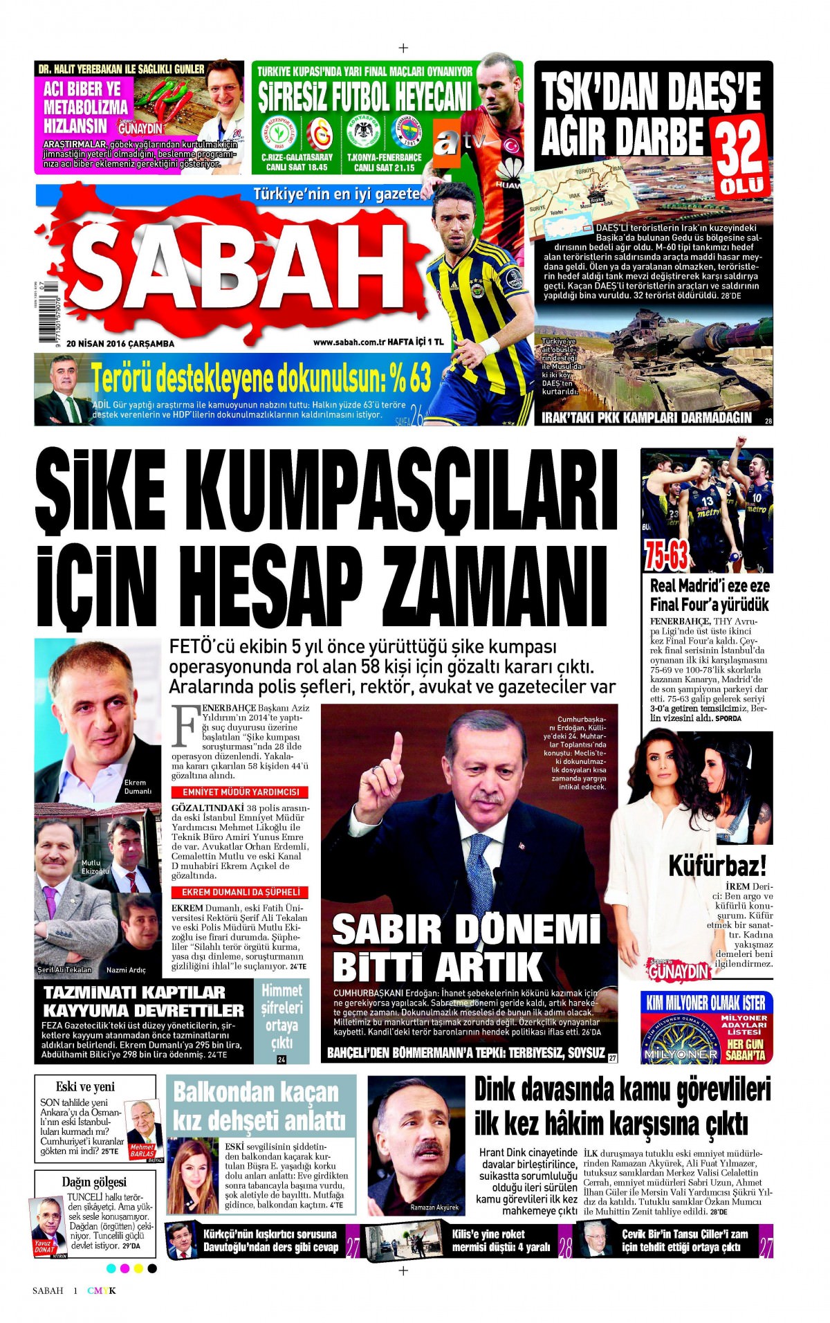 20 Nisan 2016 gazete manşetleri - 883