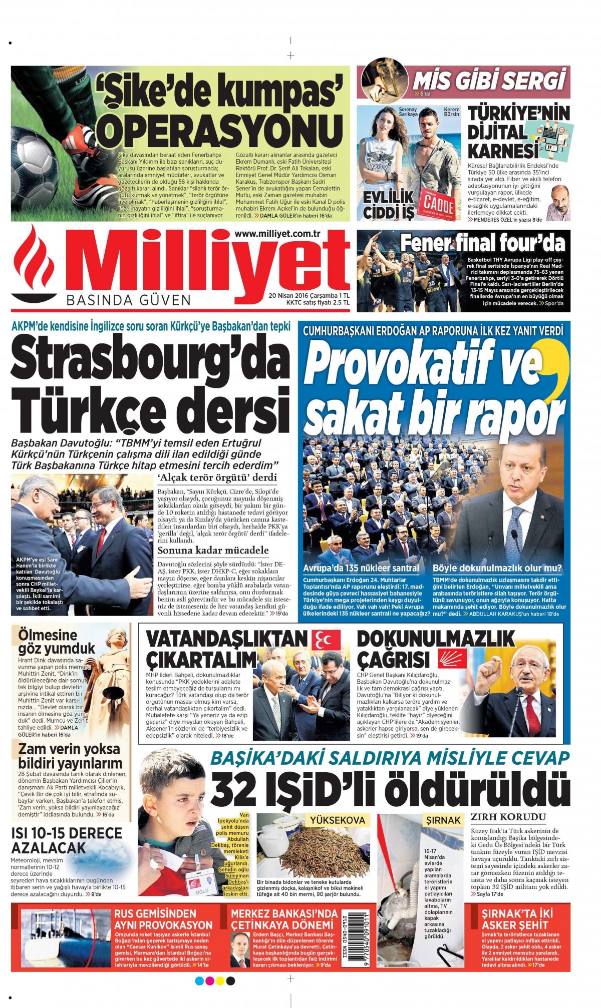 20 Nisan 2016 gazete manşetleri - 947