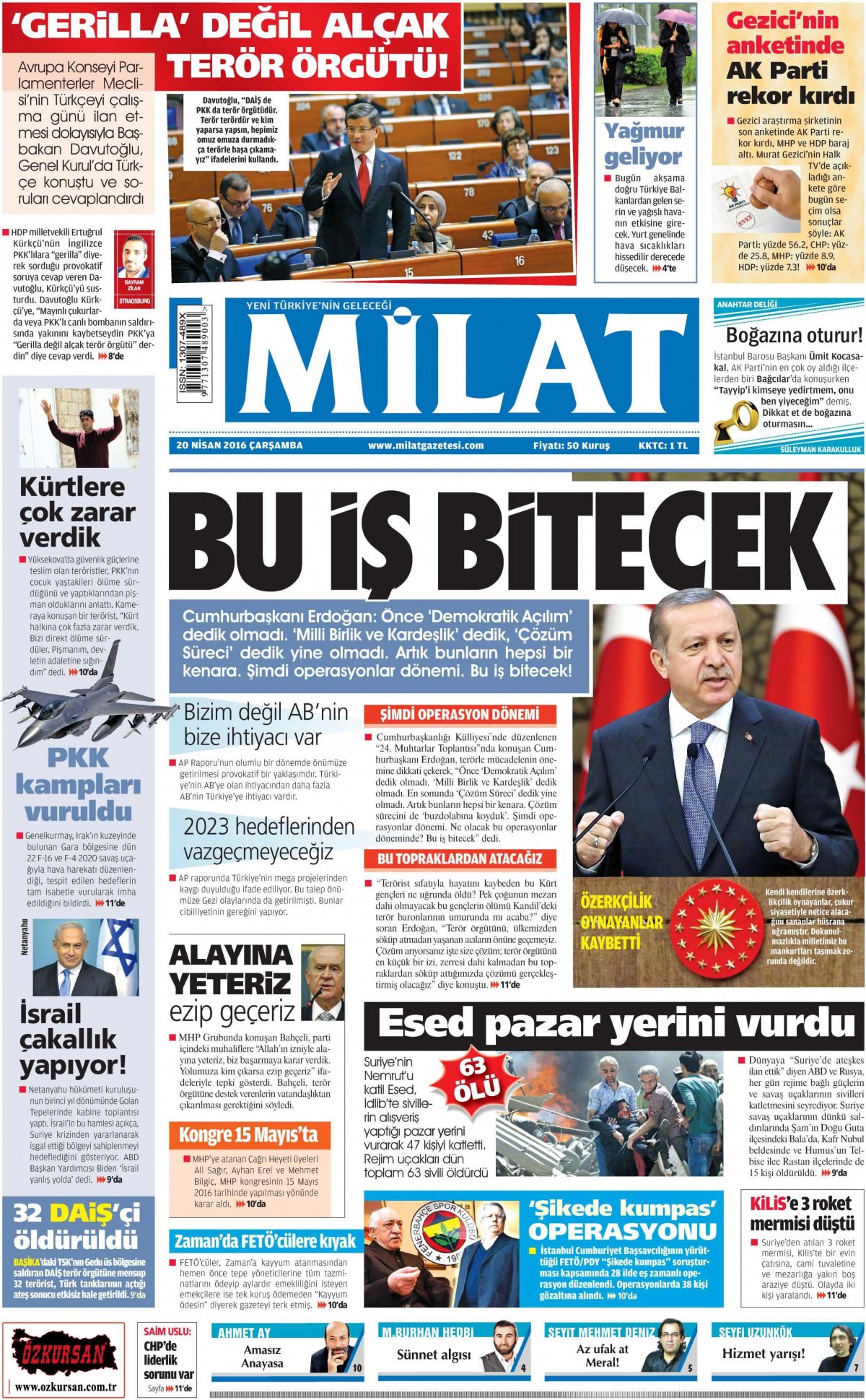 20 Nisan 2016 gazete manşetleri - 886