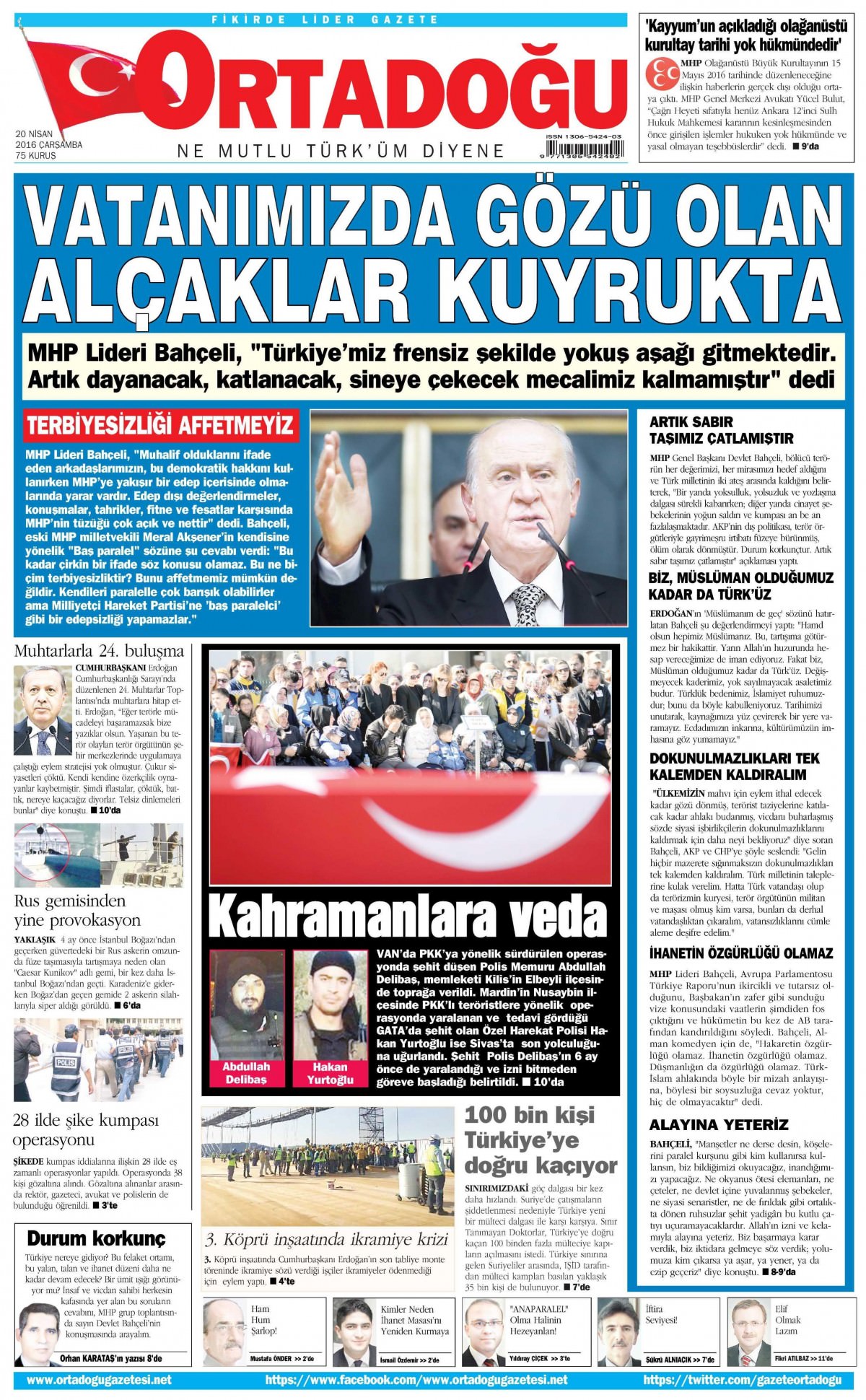 20 Nisan 2016 gazete manşetleri - 864