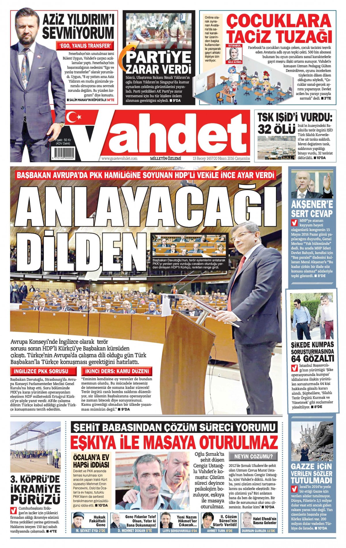 20 Nisan 2016 gazete manşetleri - 682