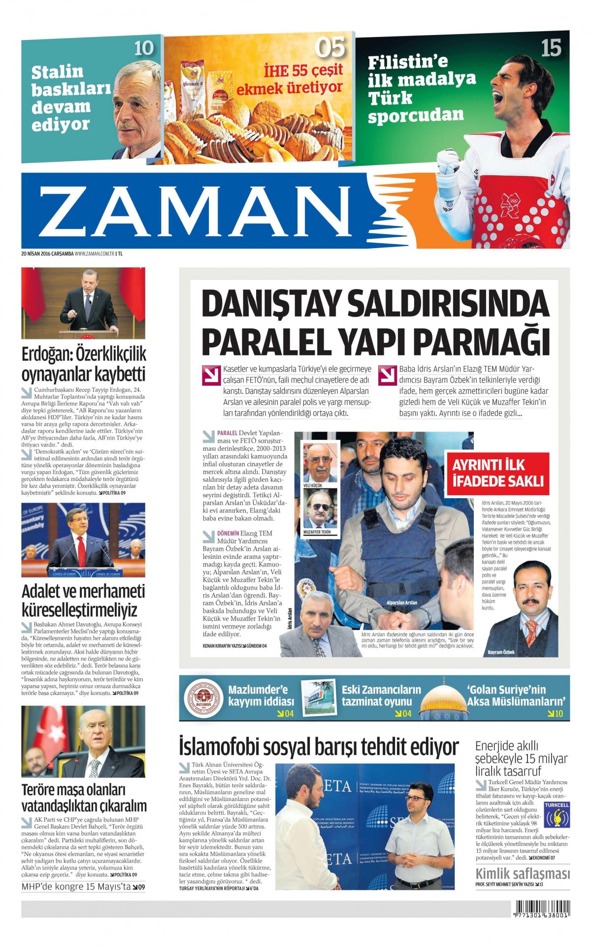 20 Nisan 2016 gazete manşetleri - 930