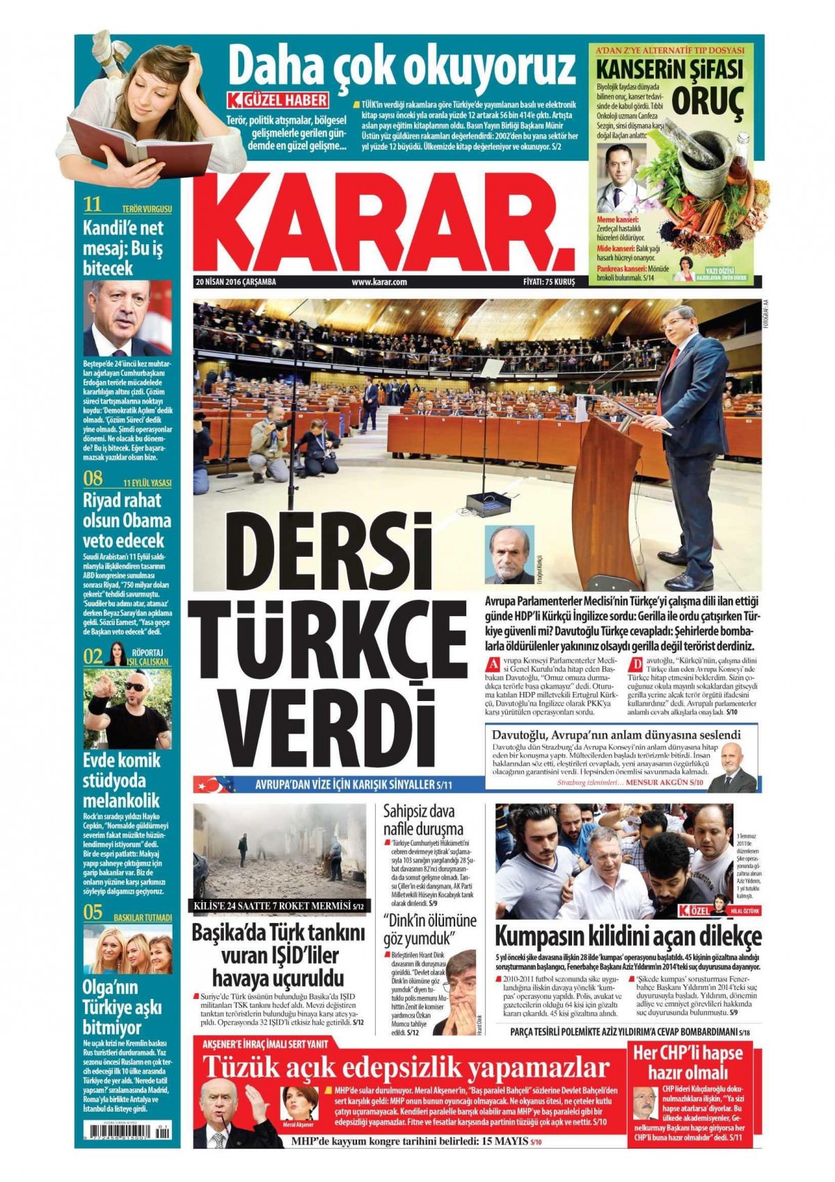 20 Nisan 2016 gazete manşetleri - 711