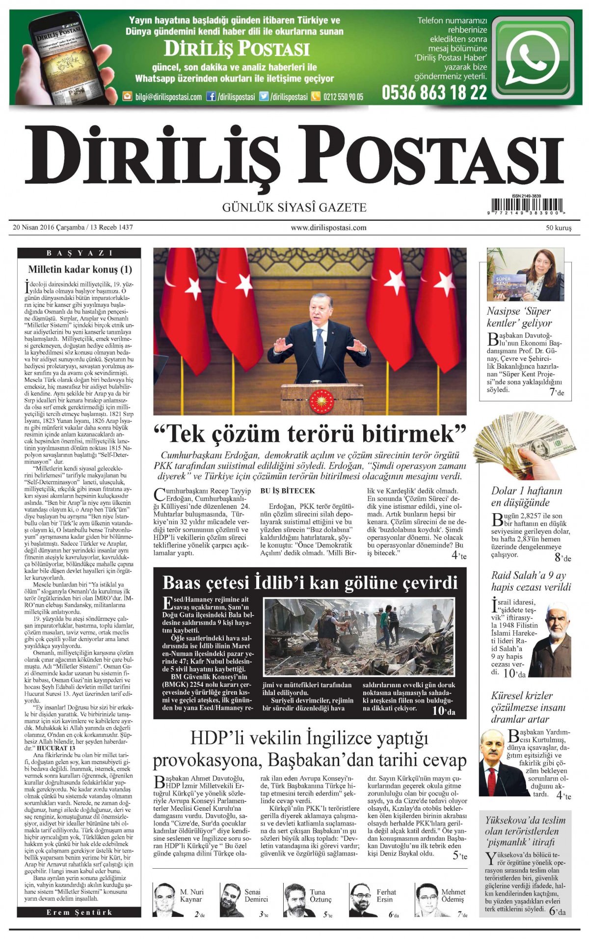 20 Nisan 2016 gazete manşetleri - 819
