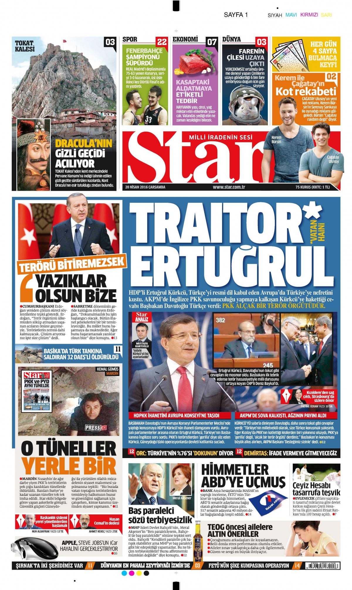 20 Nisan 2016 gazete manşetleri - 687