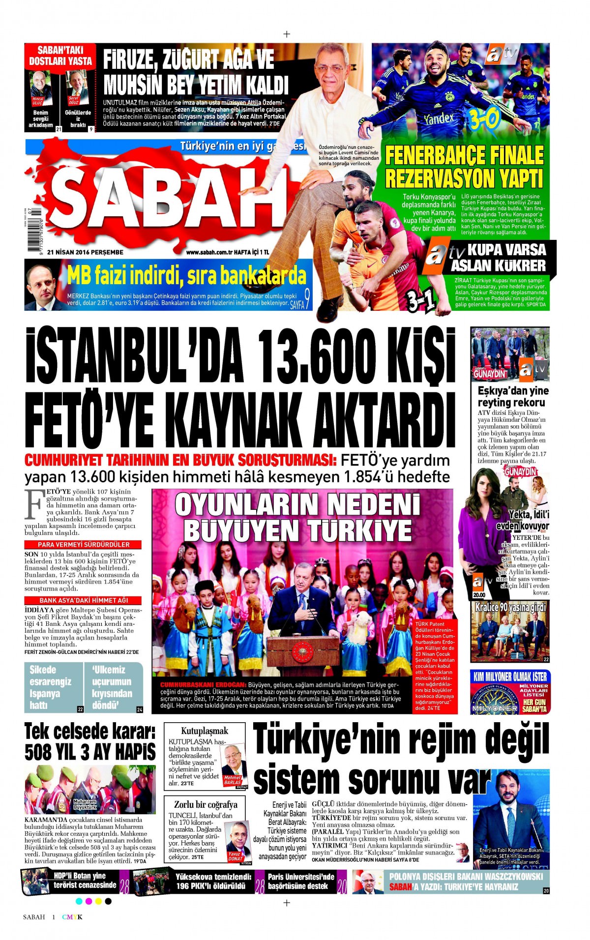 21 Nisan 2016 gazete manşetleri - 895