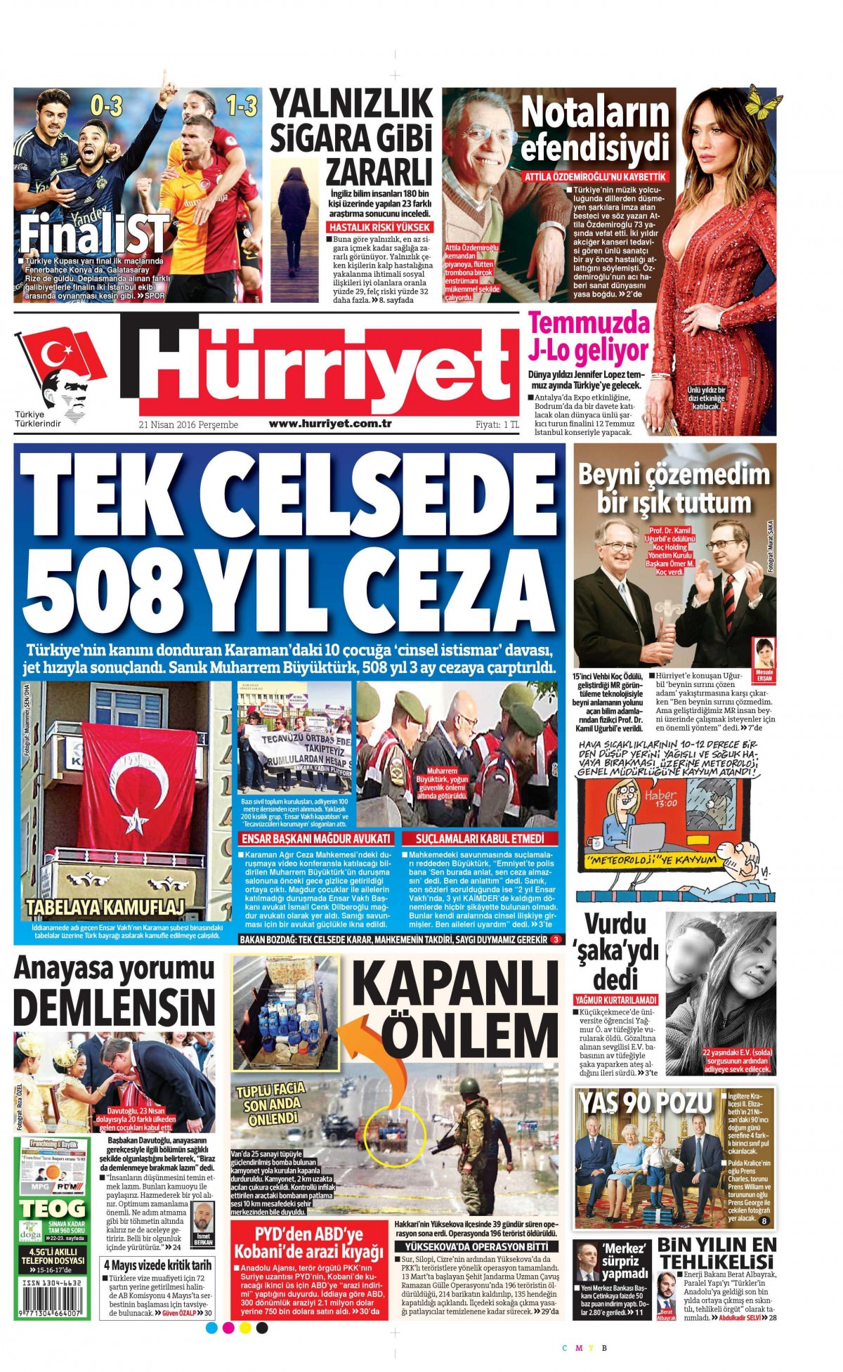 21 Nisan 2016 gazete manşetleri - 618