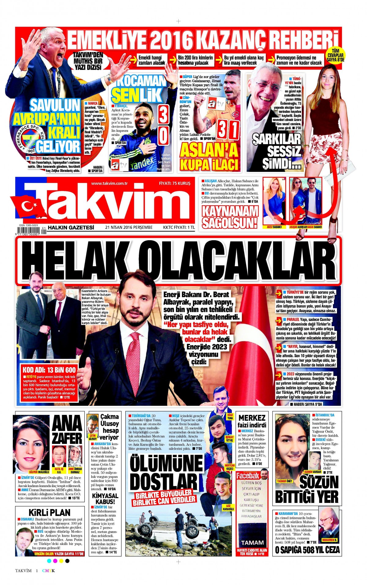 21 Nisan 2016 gazete manşetleri - 715