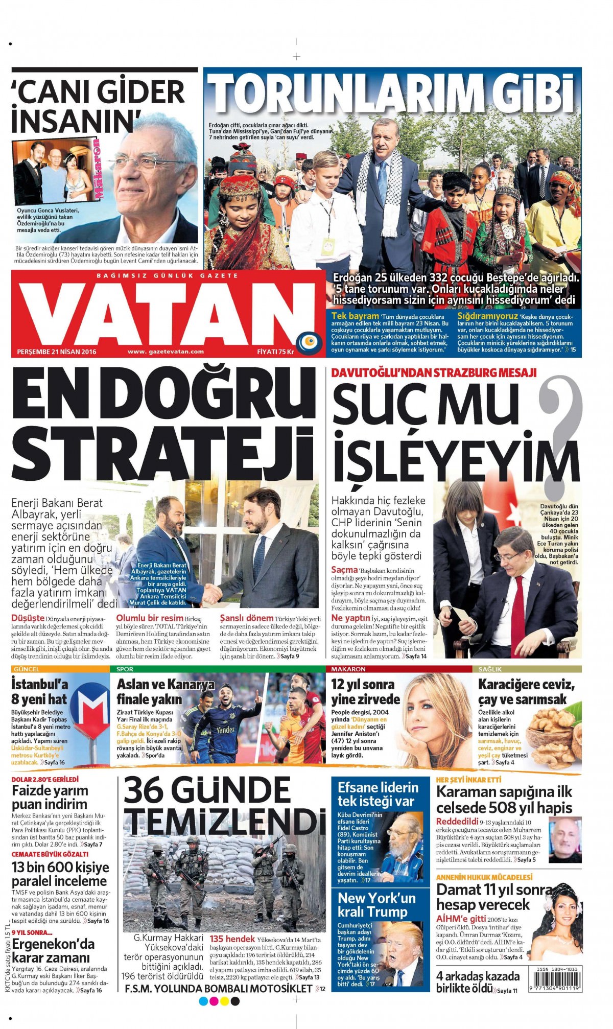 21 Nisan 2016 gazete manşetleri - 823