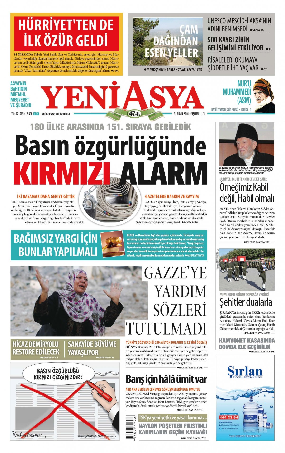 21 Nisan 2016 gazete manşetleri - 699