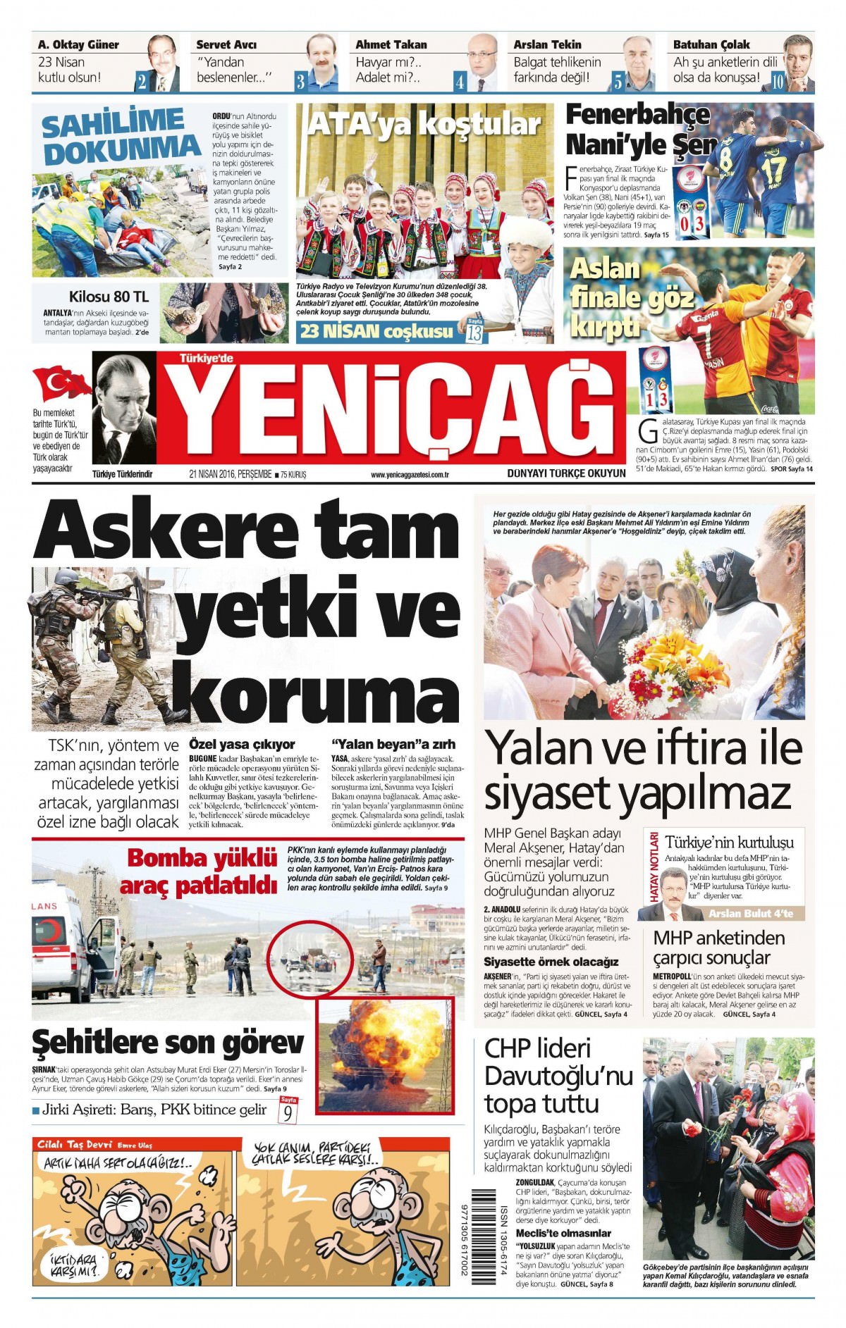 21 Nisan 2016 gazete manşetleri - 711