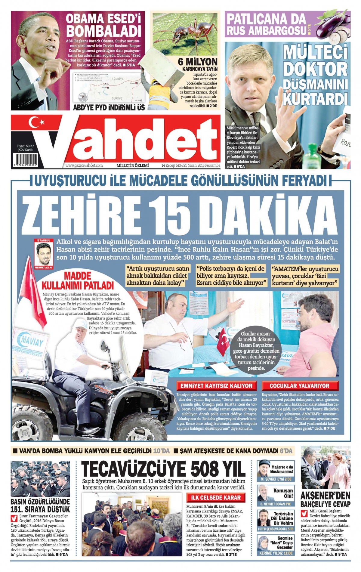 21 Nisan 2016 gazete manşetleri - 790