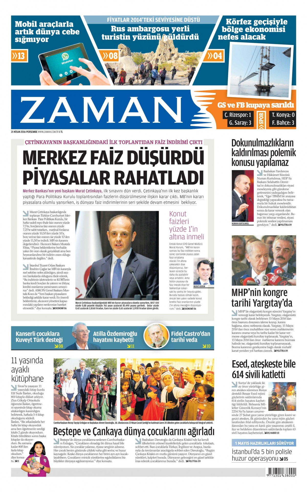 21 Nisan 2016 gazete manşetleri - 676