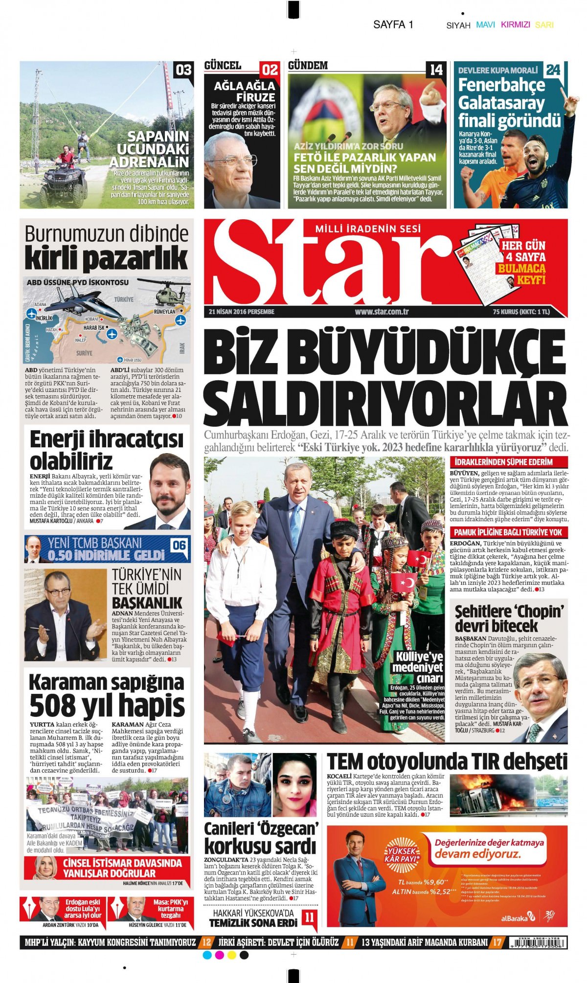 21 Nisan 2016 gazete manşetleri - 625