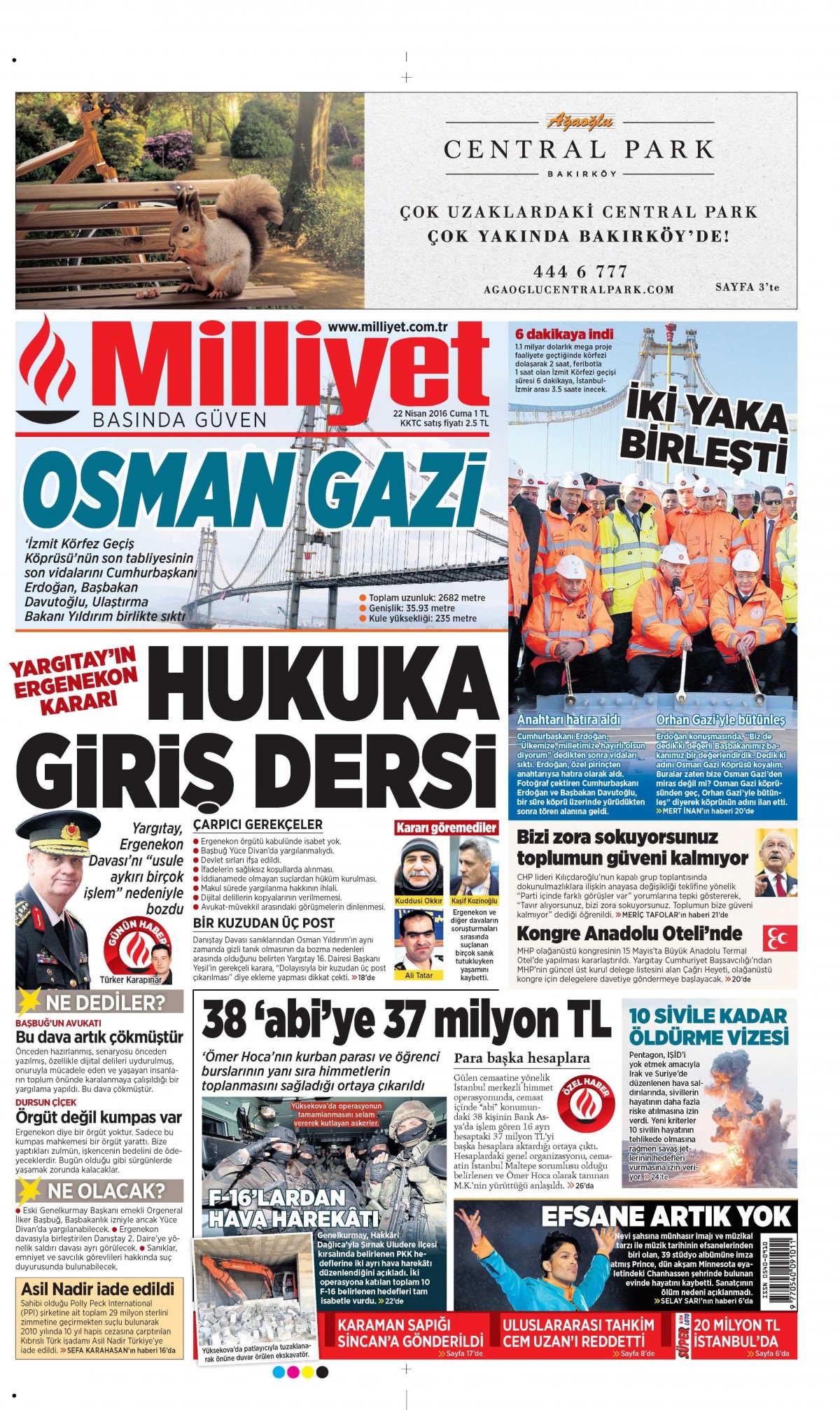 22 Nisan 2016 gazete manşetleri - 19