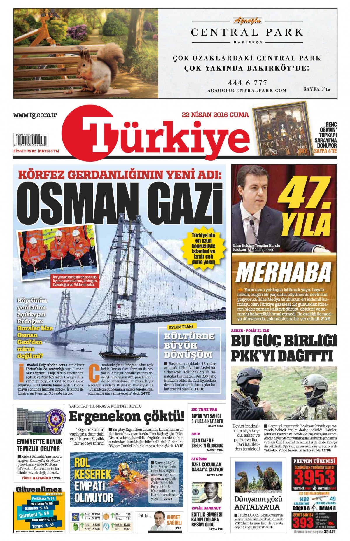 22 Nisan 2016 gazete manşetleri - 6