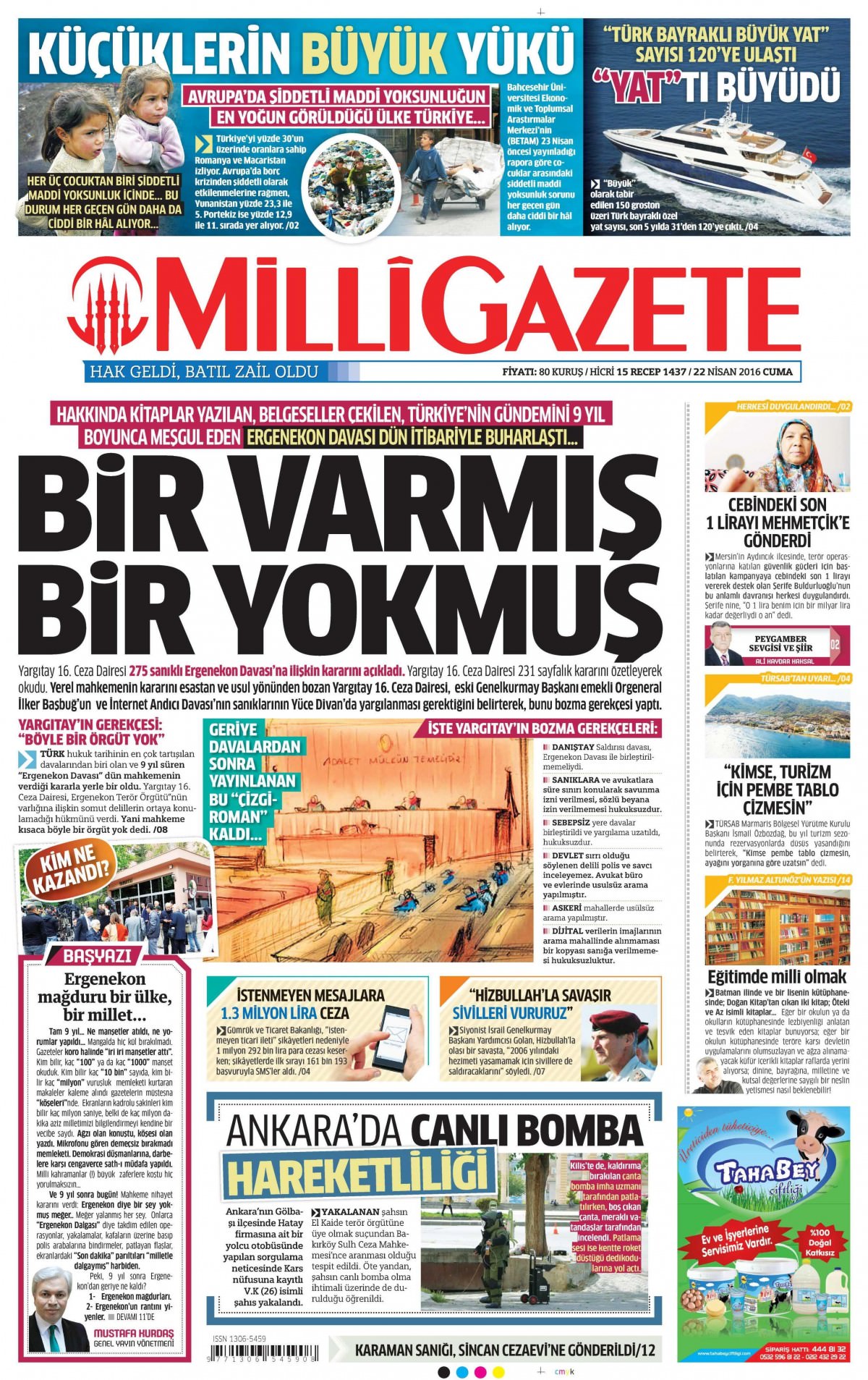 22 Nisan 2016 gazete manşetleri - 18