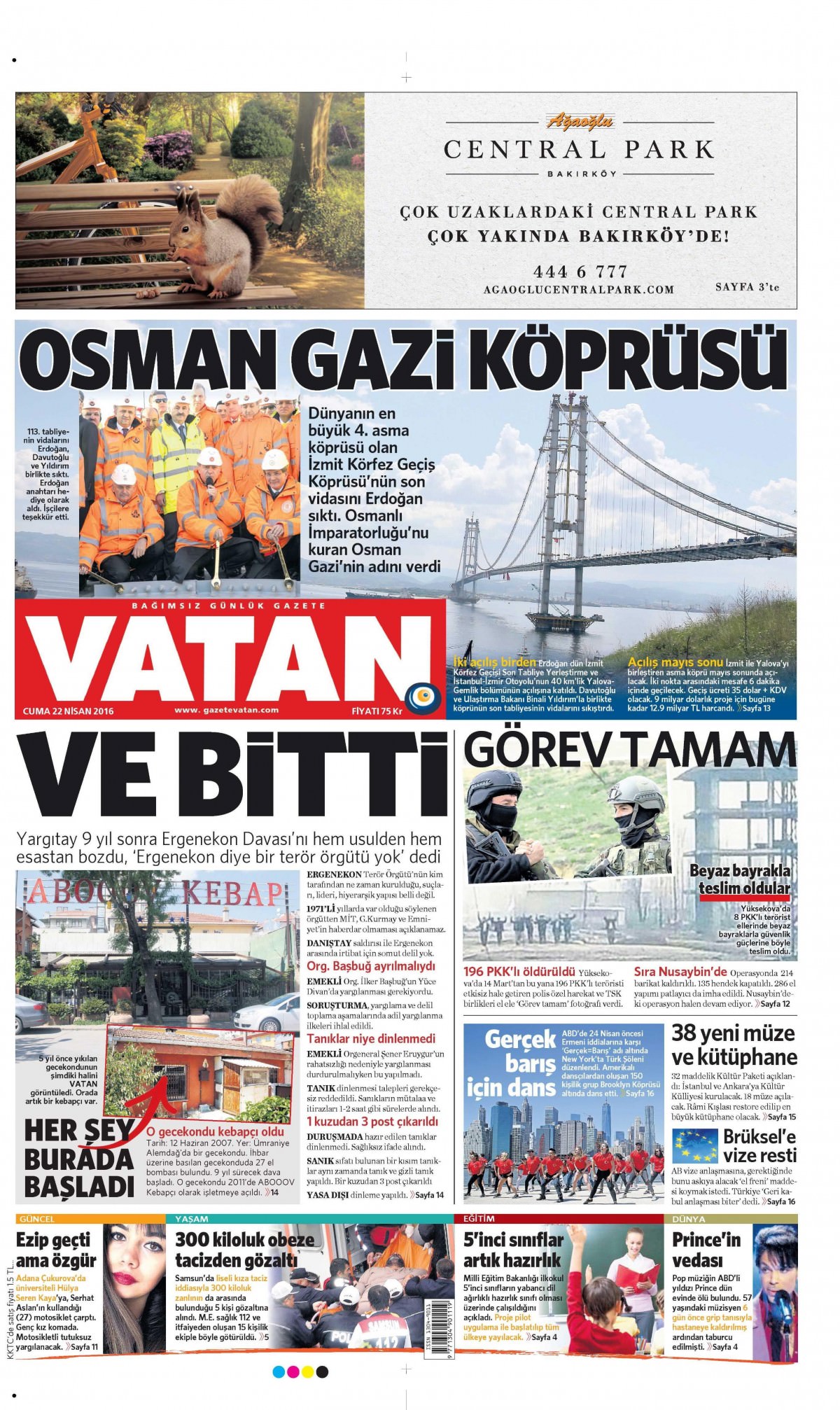 22 Nisan 2016 gazete manşetleri - 20