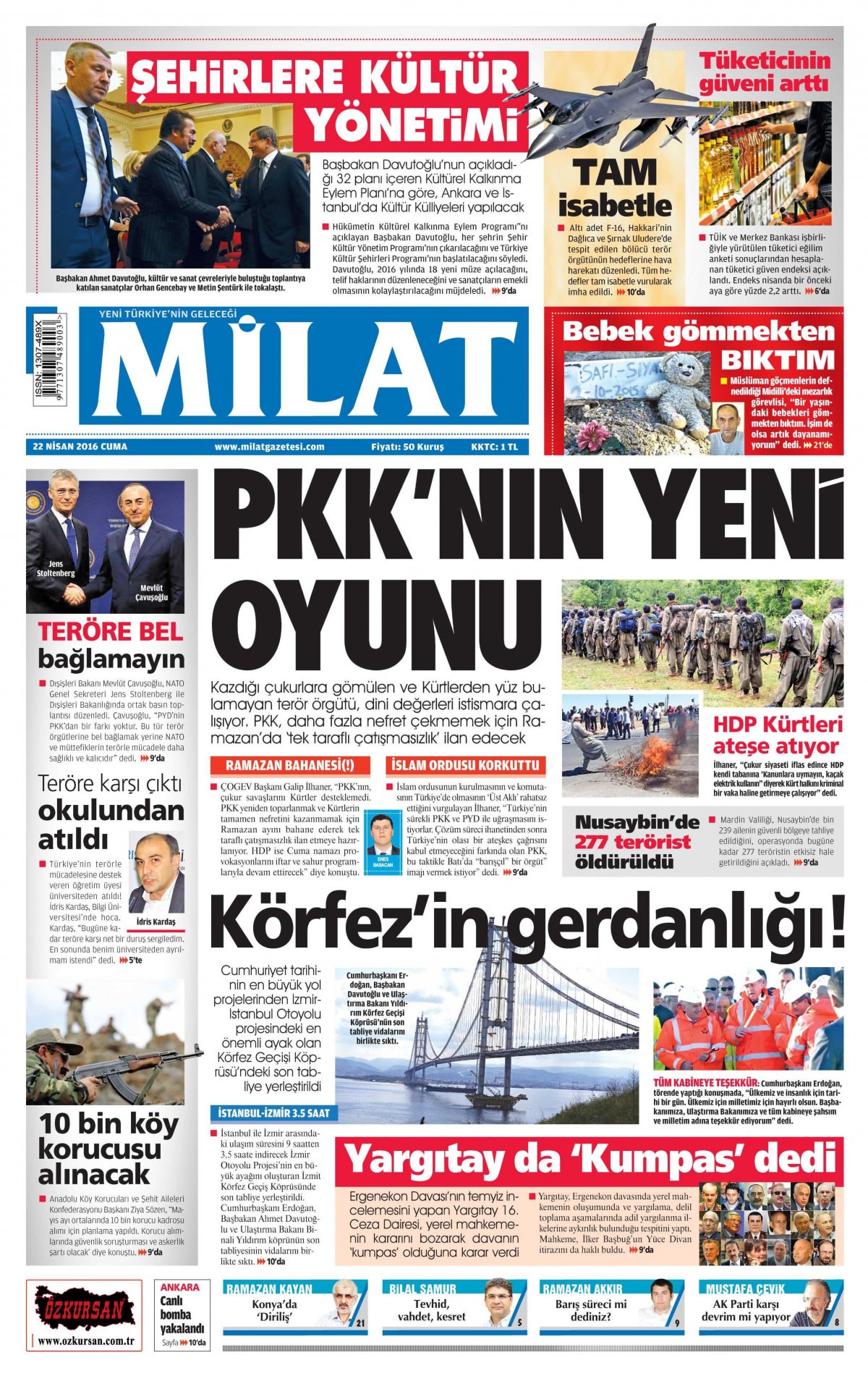 22 Nisan 2016 gazete manşetleri - 23