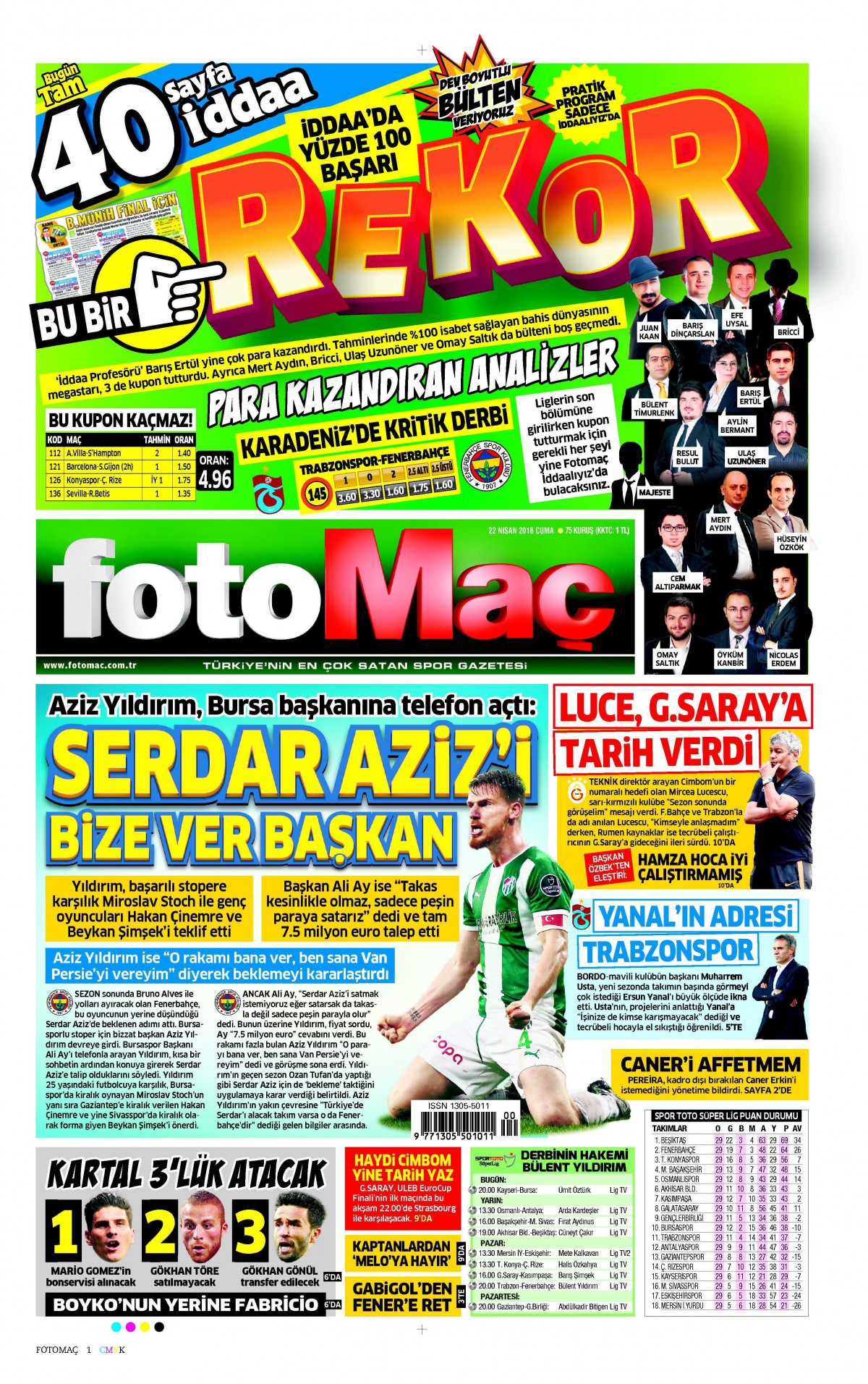 22 Nisan 2016 gazete manşetleri - 7