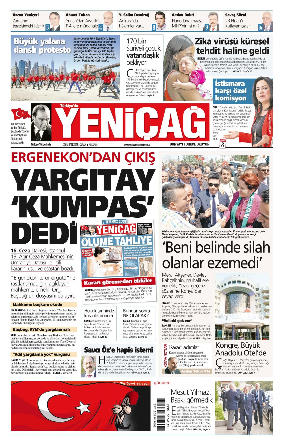 22 Nisan 2016 gazete manşetleri - 16