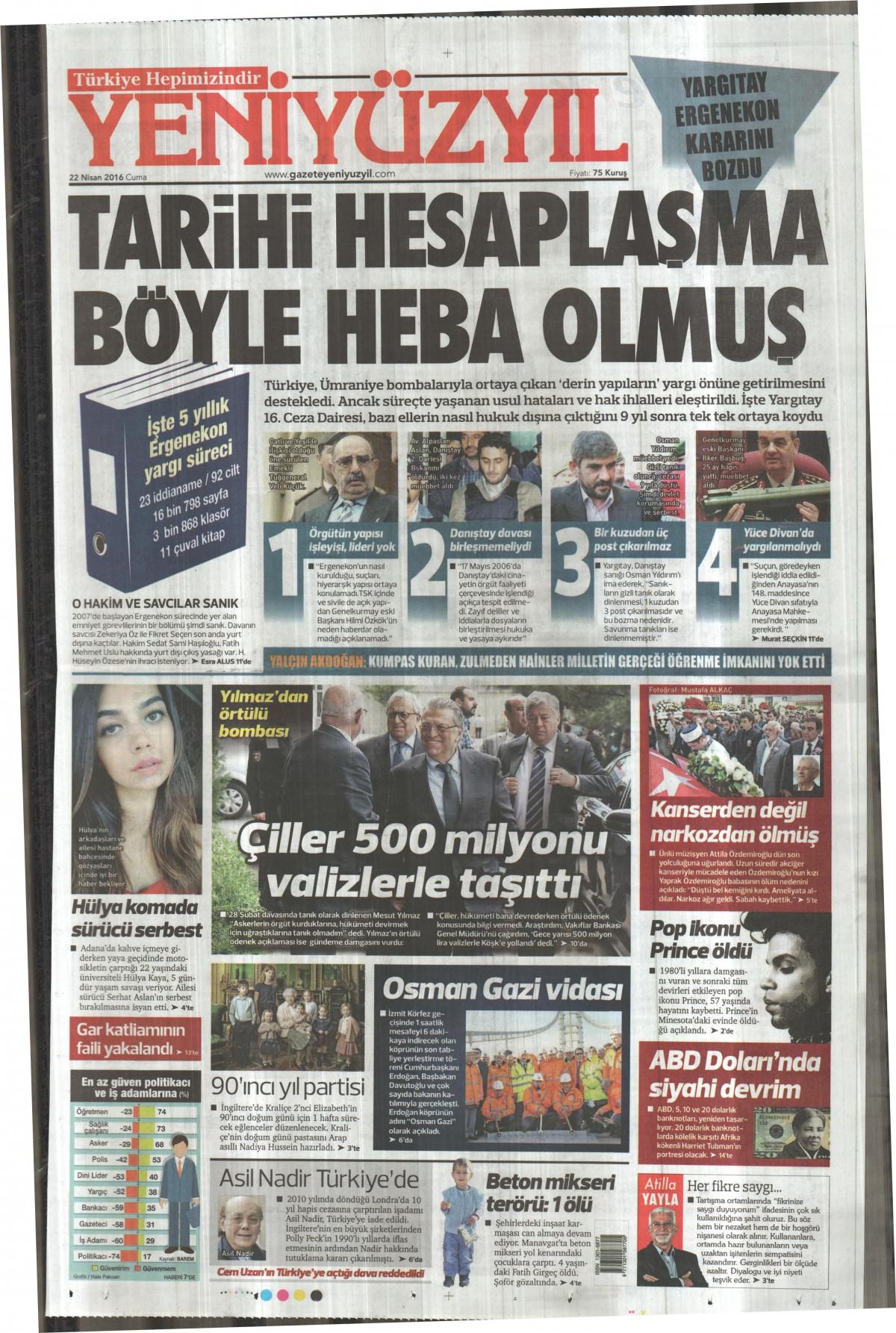 22 Nisan 2016 gazete manşetleri - 27