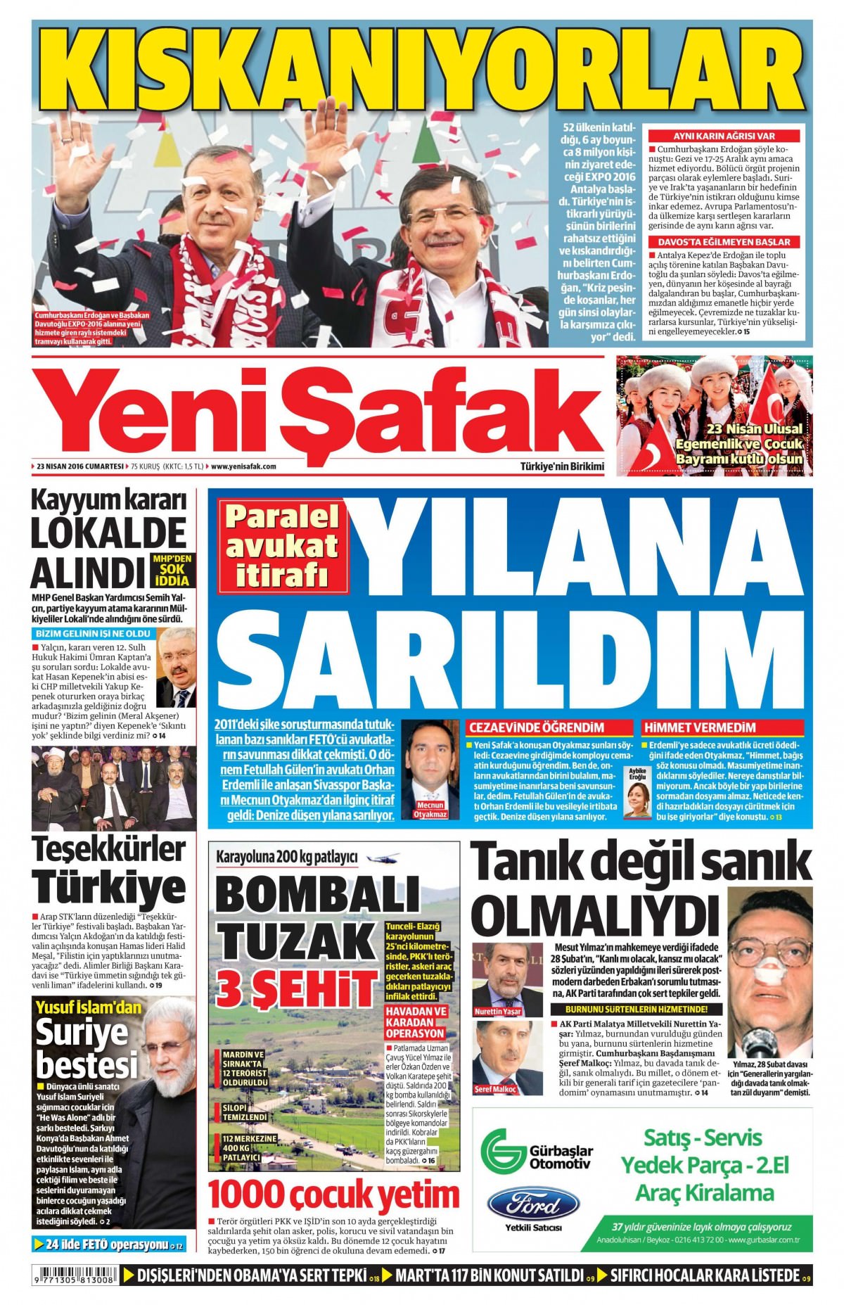 23 Nisan 2016 gazete manşetleri - 19