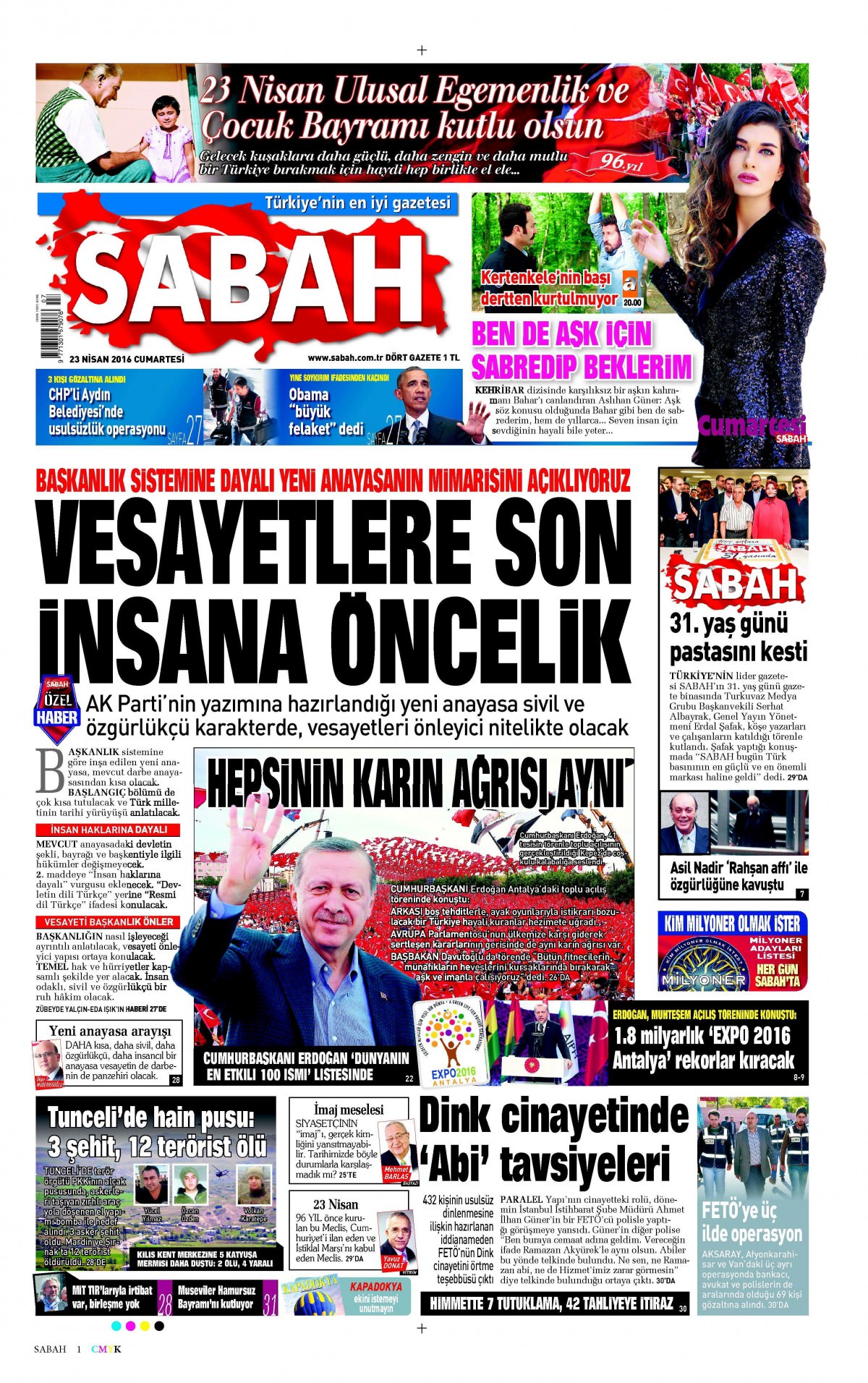 23 Nisan 2016 gazete manşetleri - 16