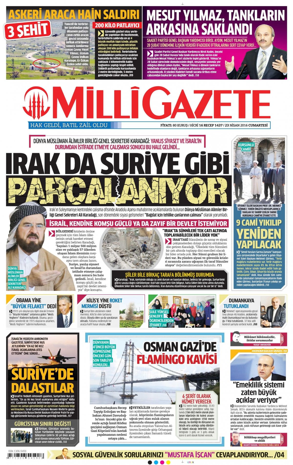 23 Nisan 2016 gazete manşetleri - 7