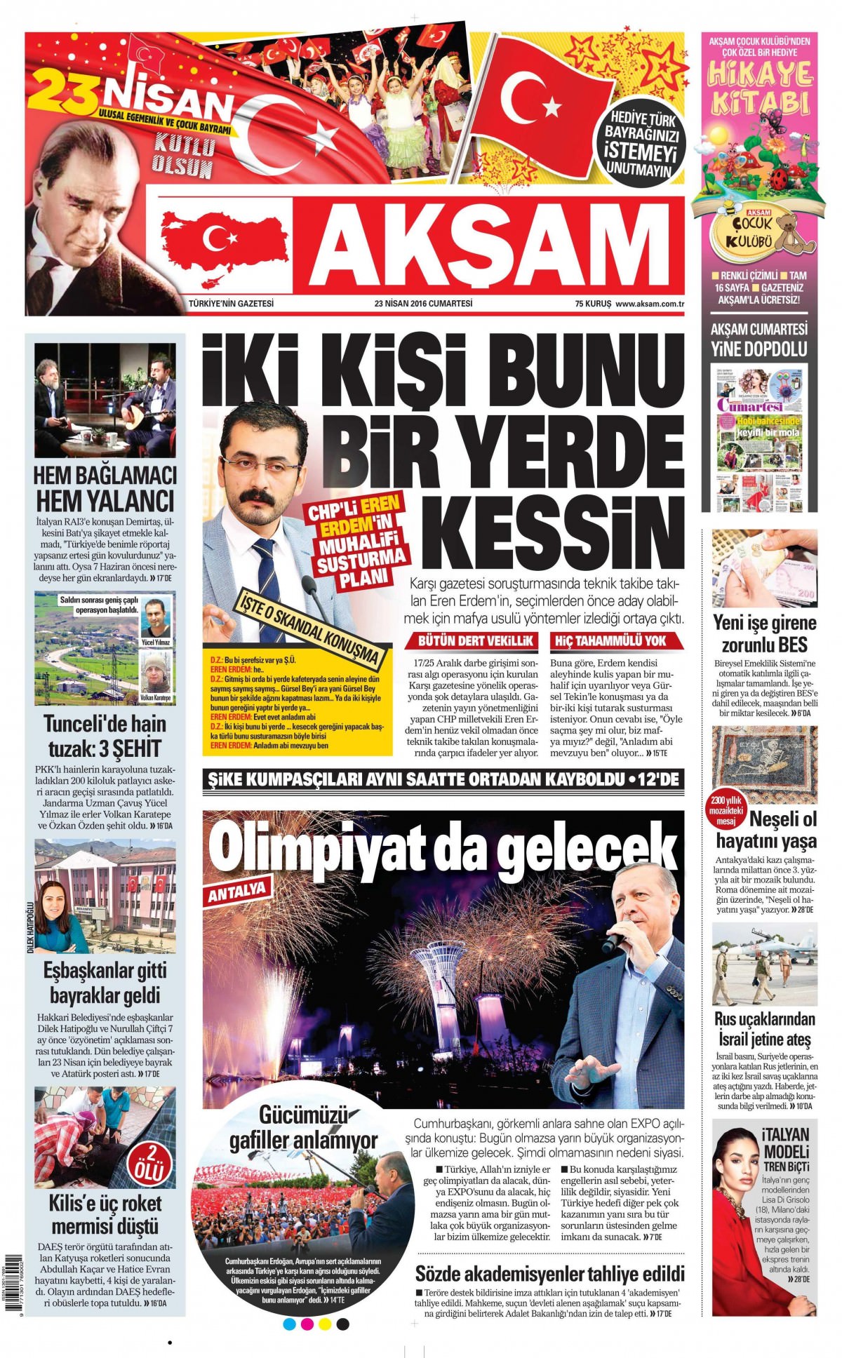 23 Nisan 2016 gazete manşetleri - 12