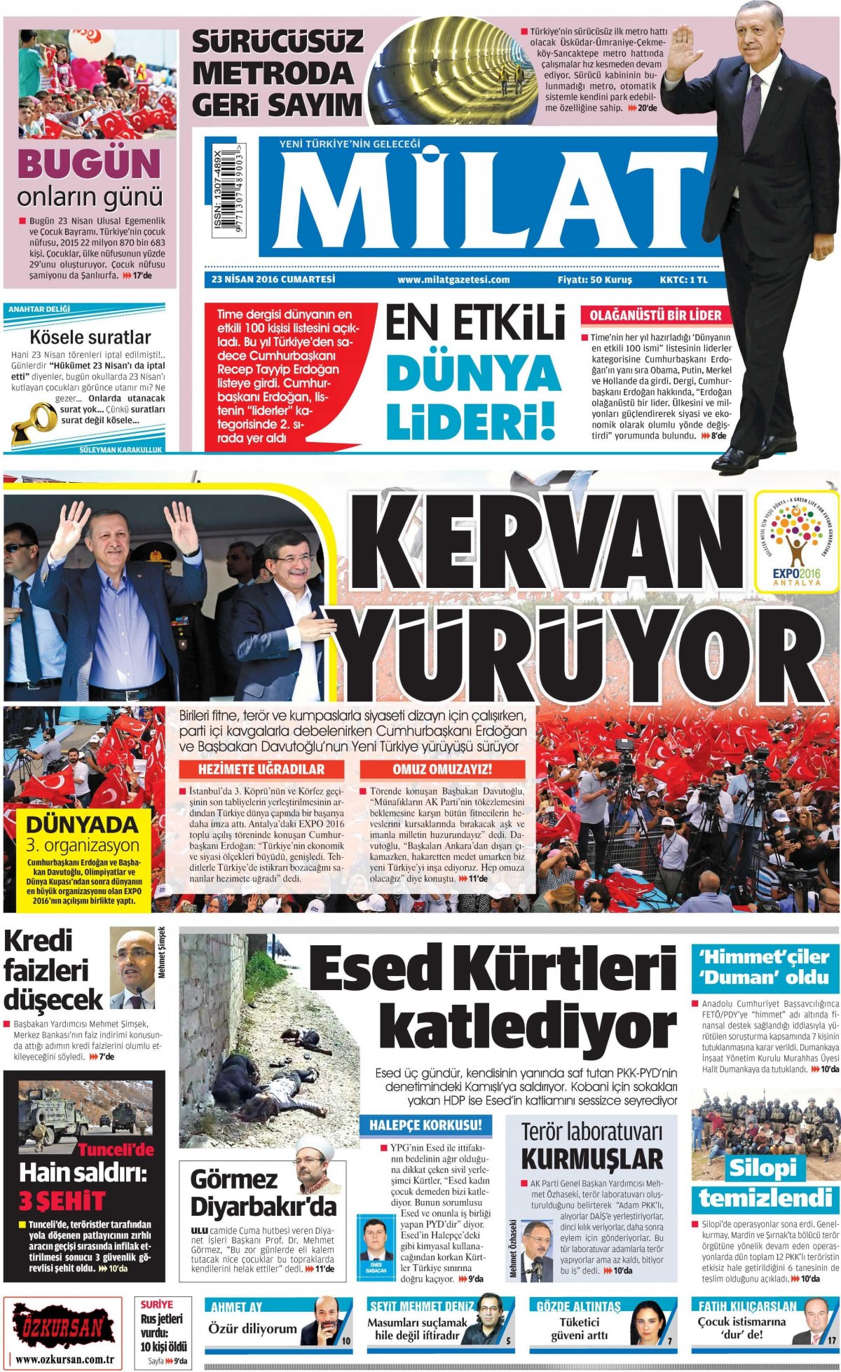 23 Nisan 2016 gazete manşetleri - 1