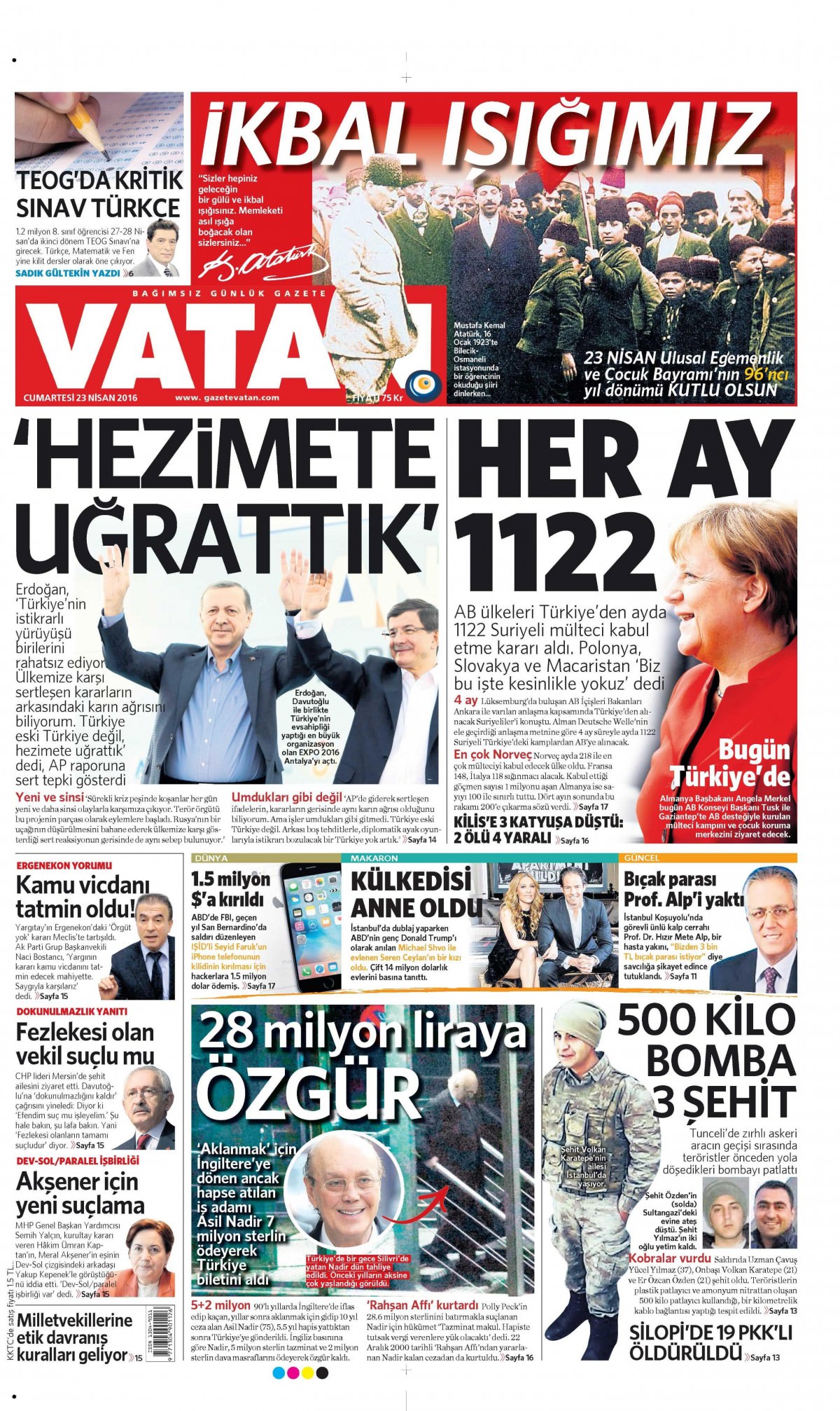 23 Nisan 2016 gazete manşetleri - 17