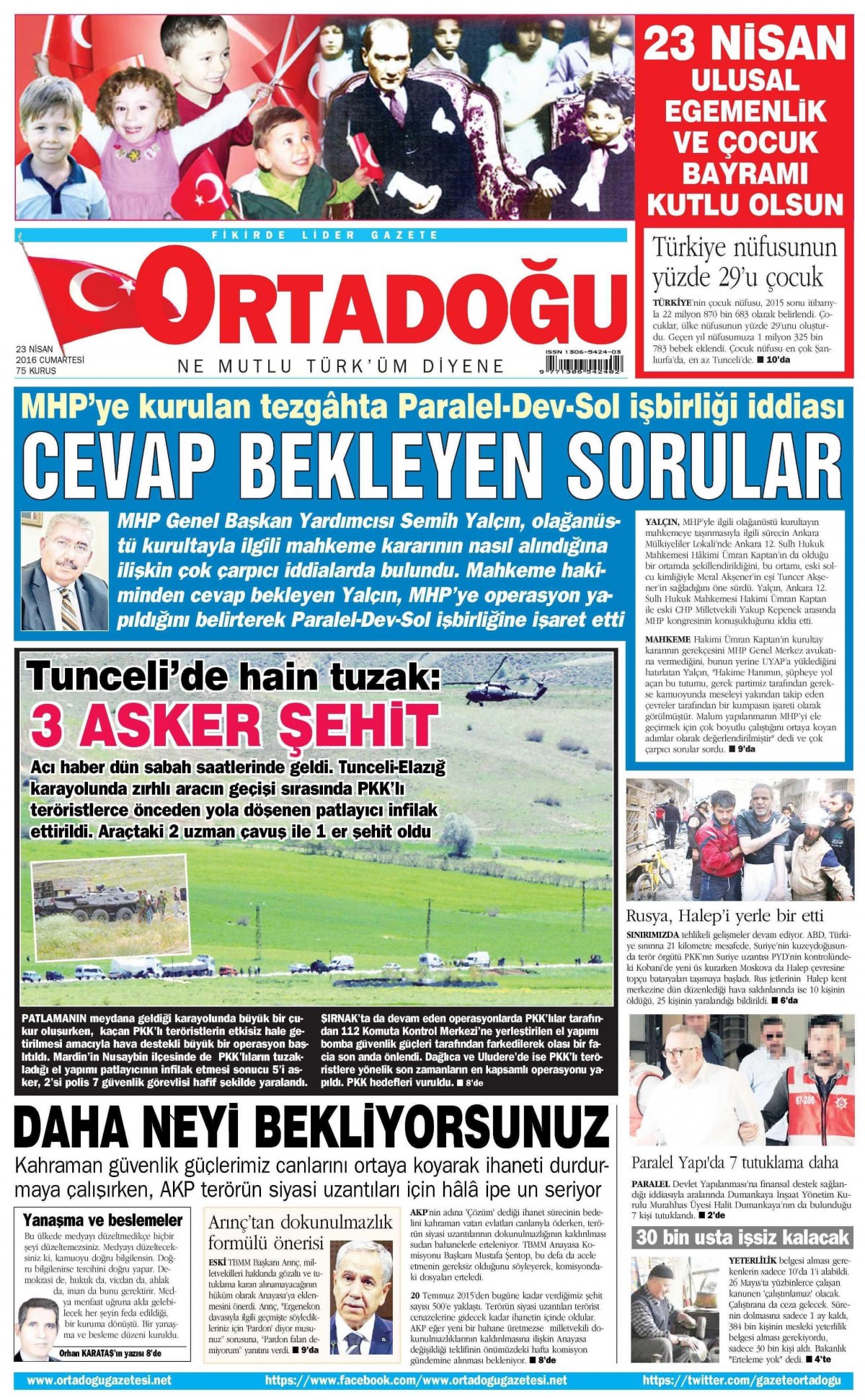 23 Nisan 2016 gazete manşetleri - 13