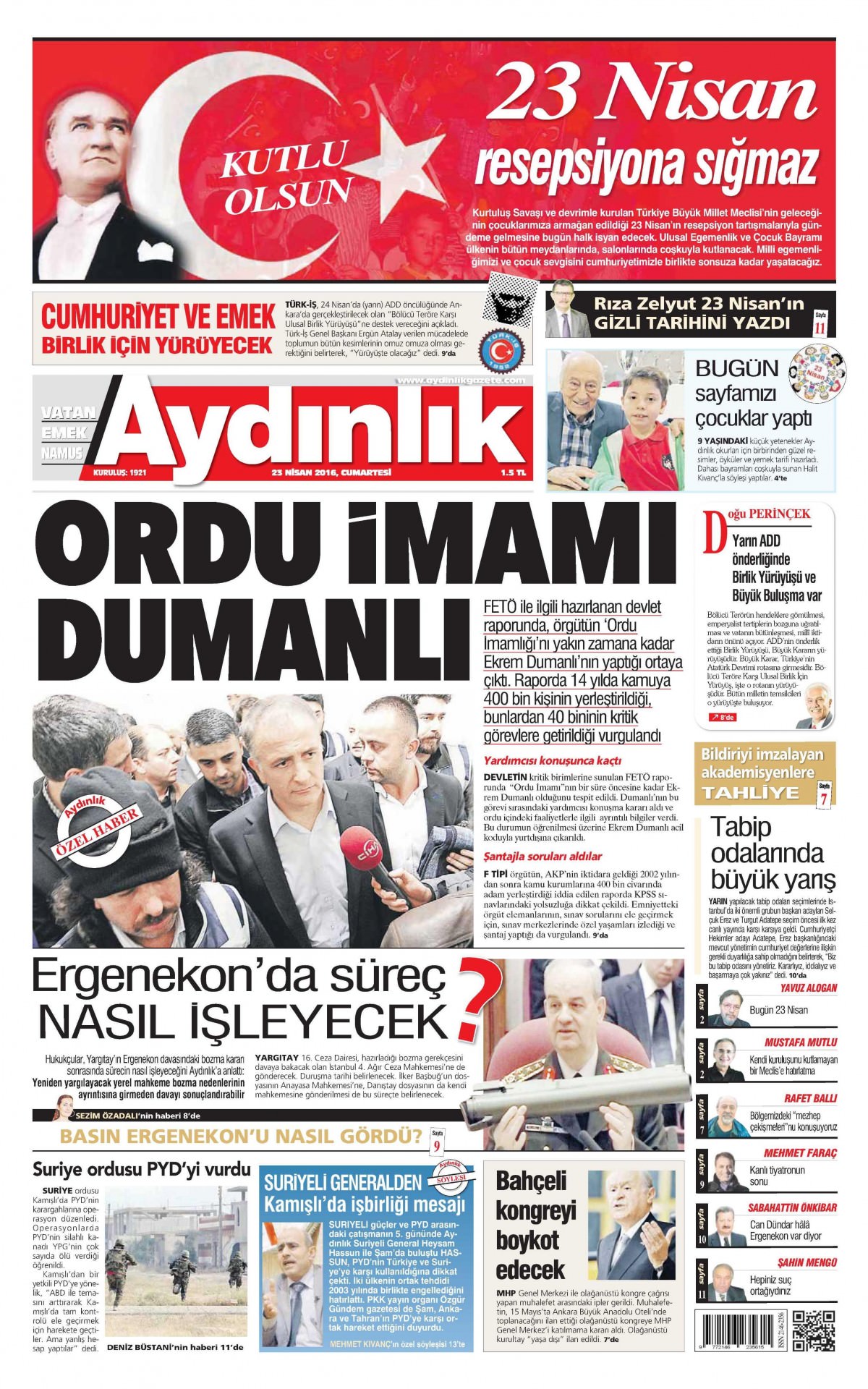 23 Nisan 2016 gazete manşetleri - 21